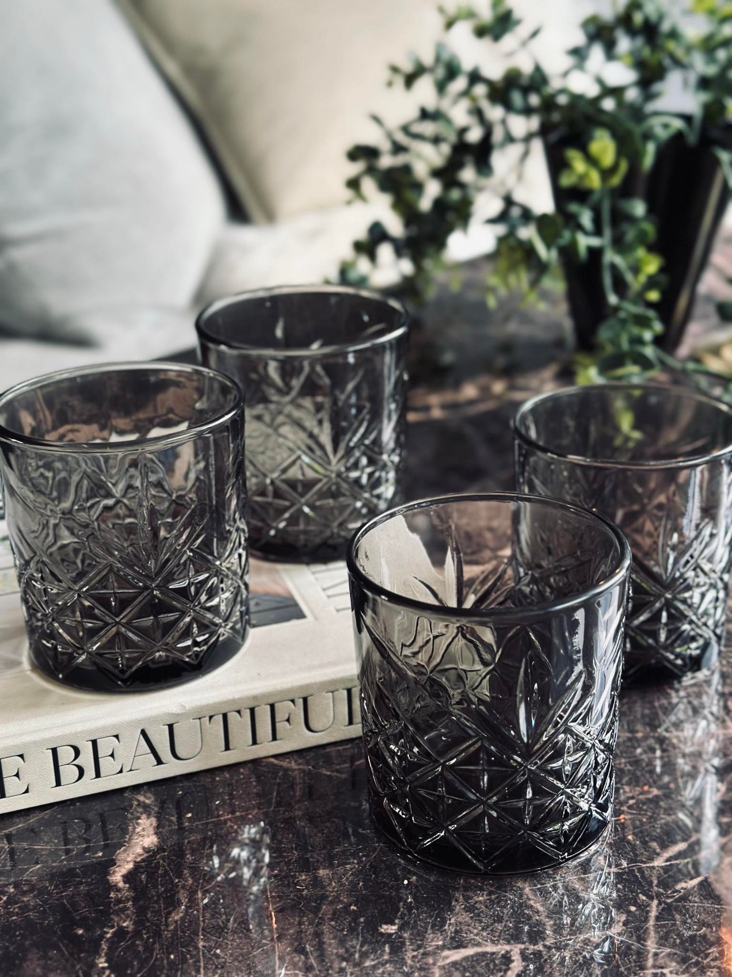 Whisky glas / vandglas Røgfarvet - 4 stk