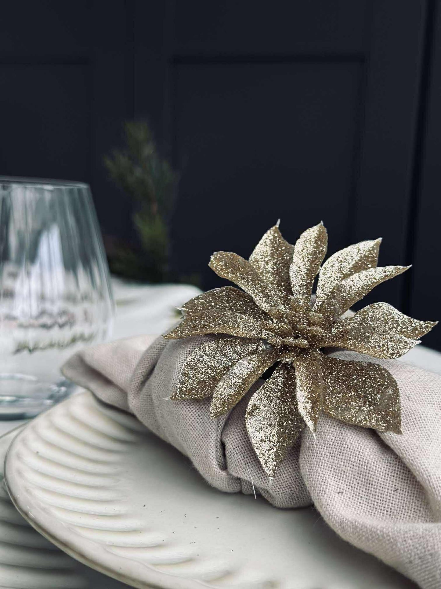 Deco blomster med glimmer - 4 stk