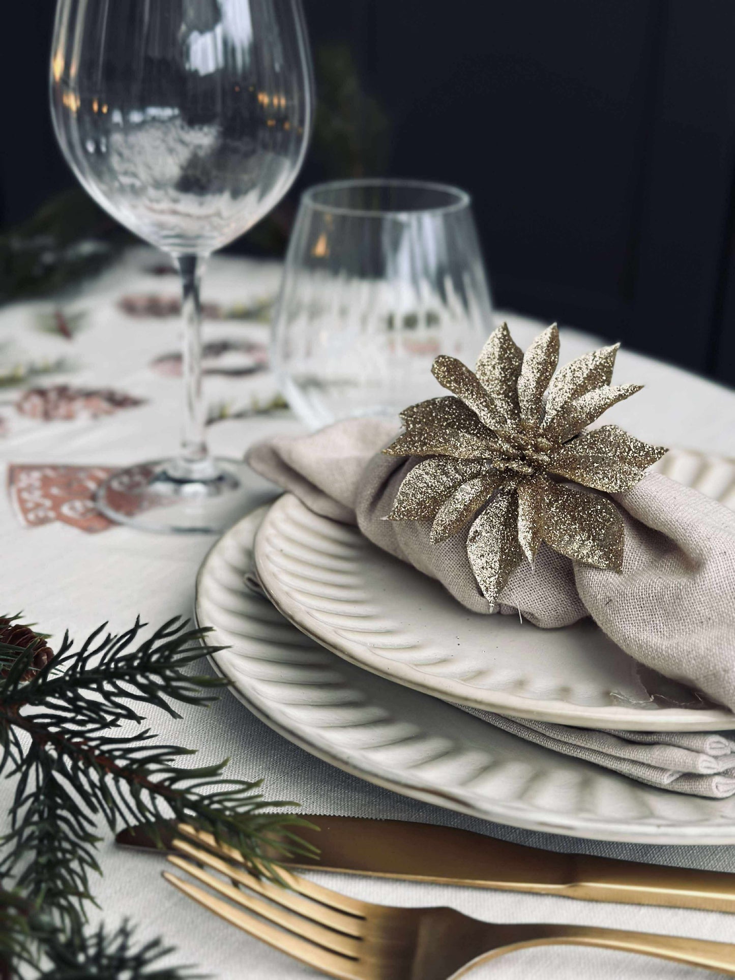 Deco blomster med glimmer - 4 stk