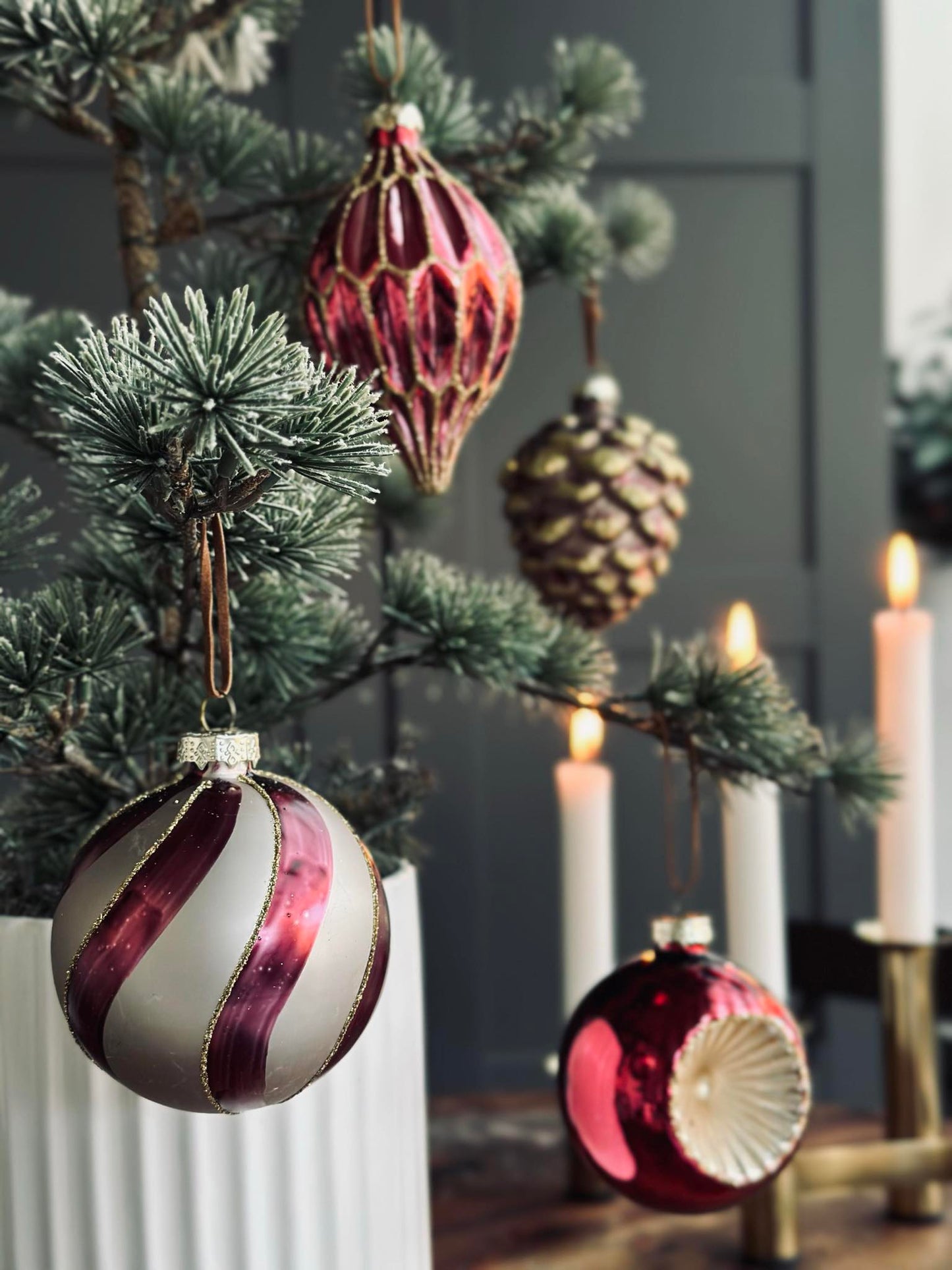 Julekugler i glas  - Pakke med 4 stk