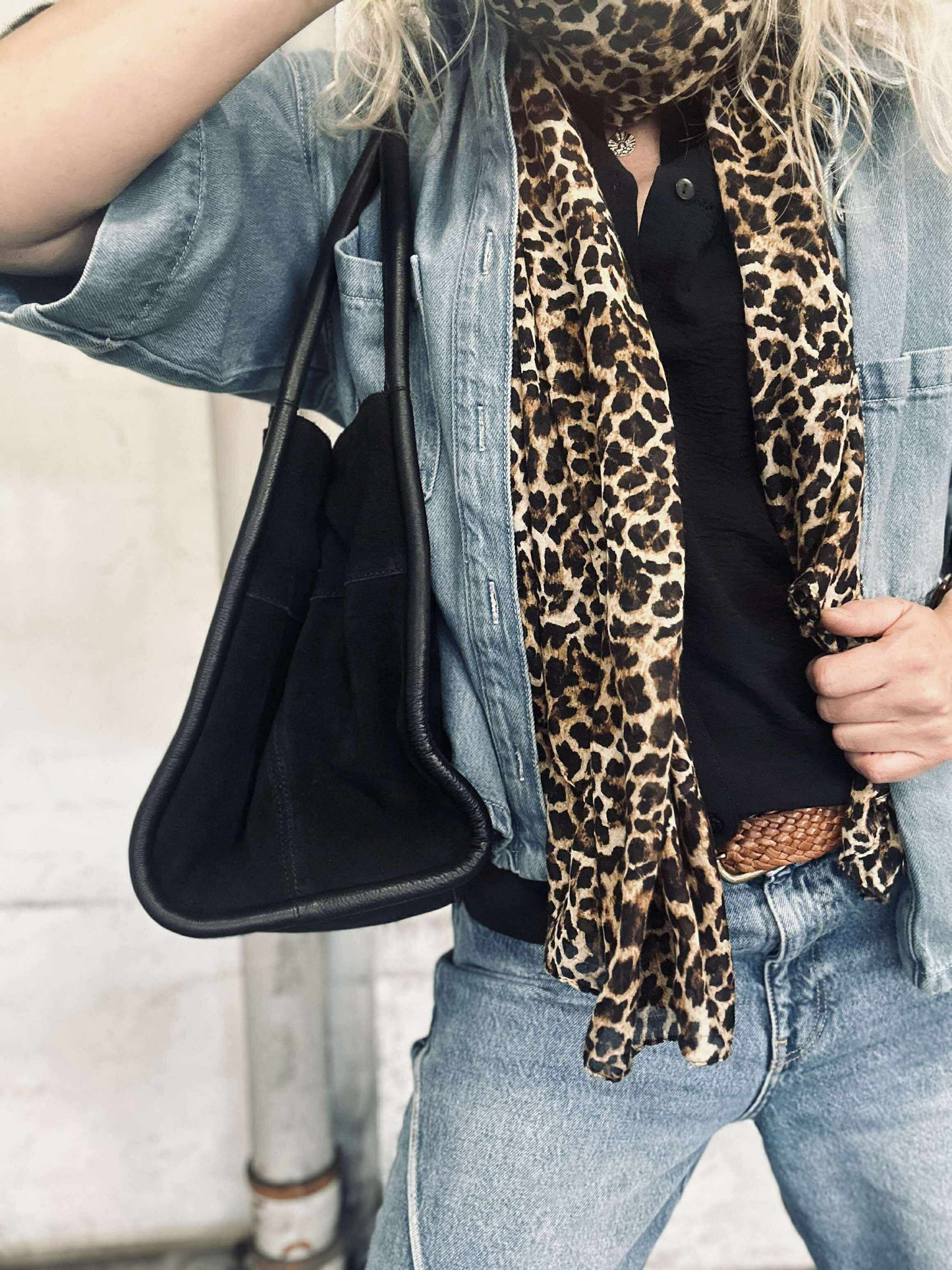 Shopper i sort ruskind