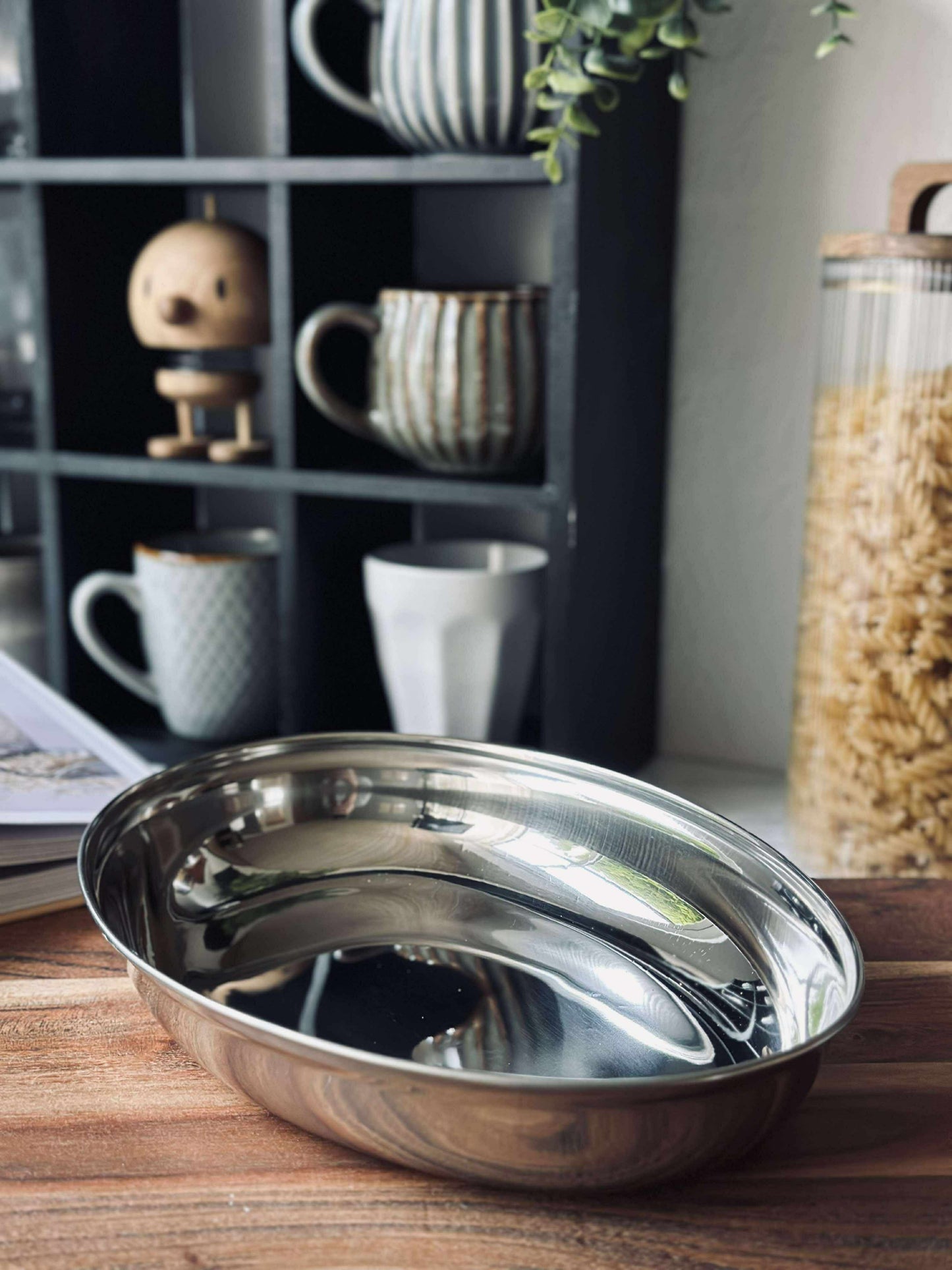 Rundt fad med kant - Rustfrit Stål