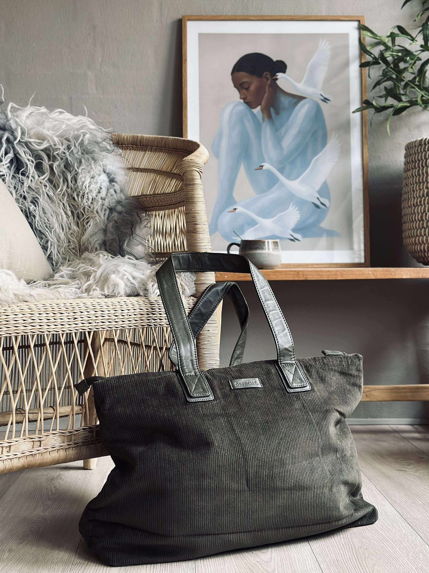 Shopper Fløjl - Army