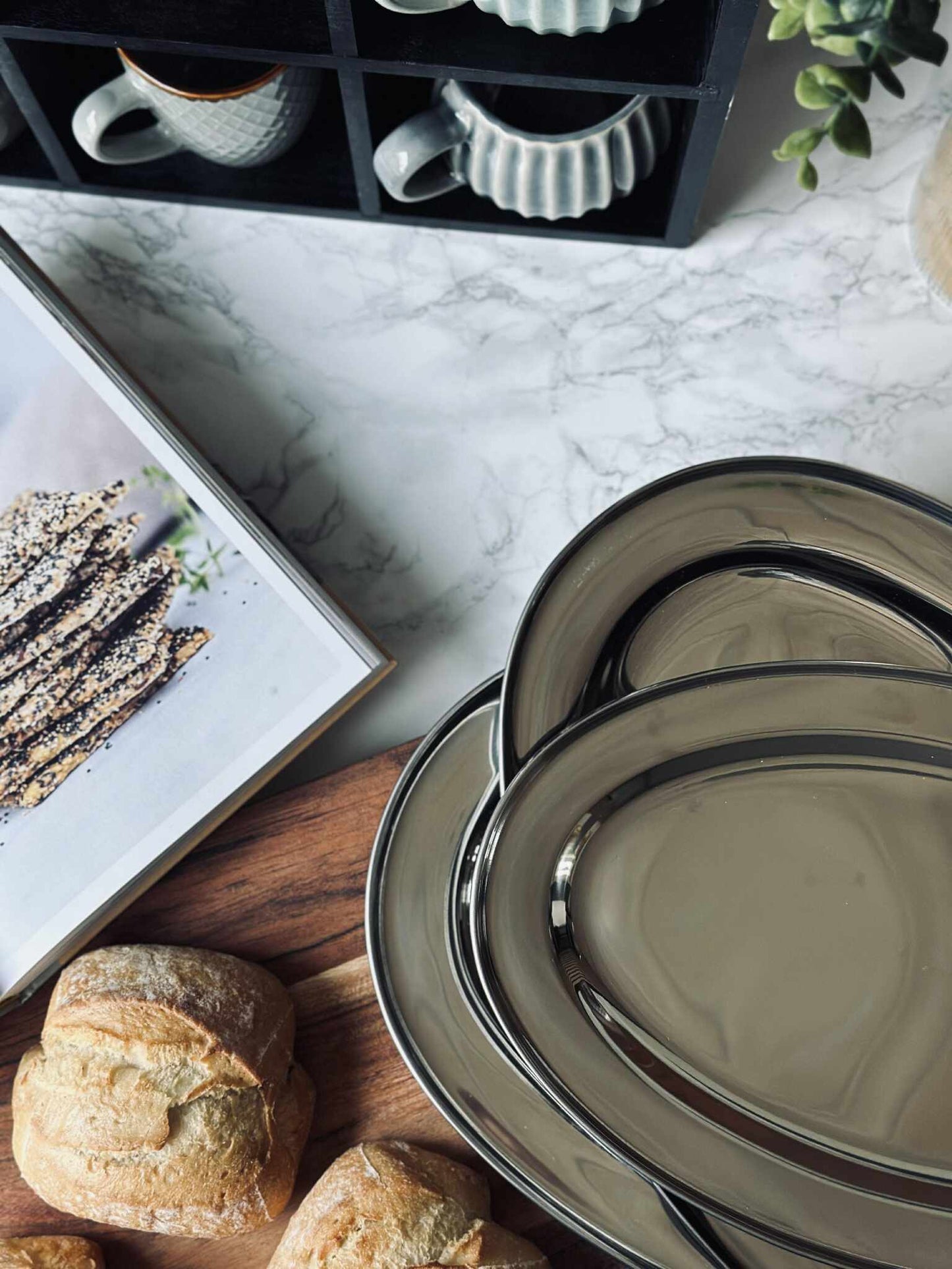 Ovalt fad Rustfrit Stål - Sæt med 3 stk.