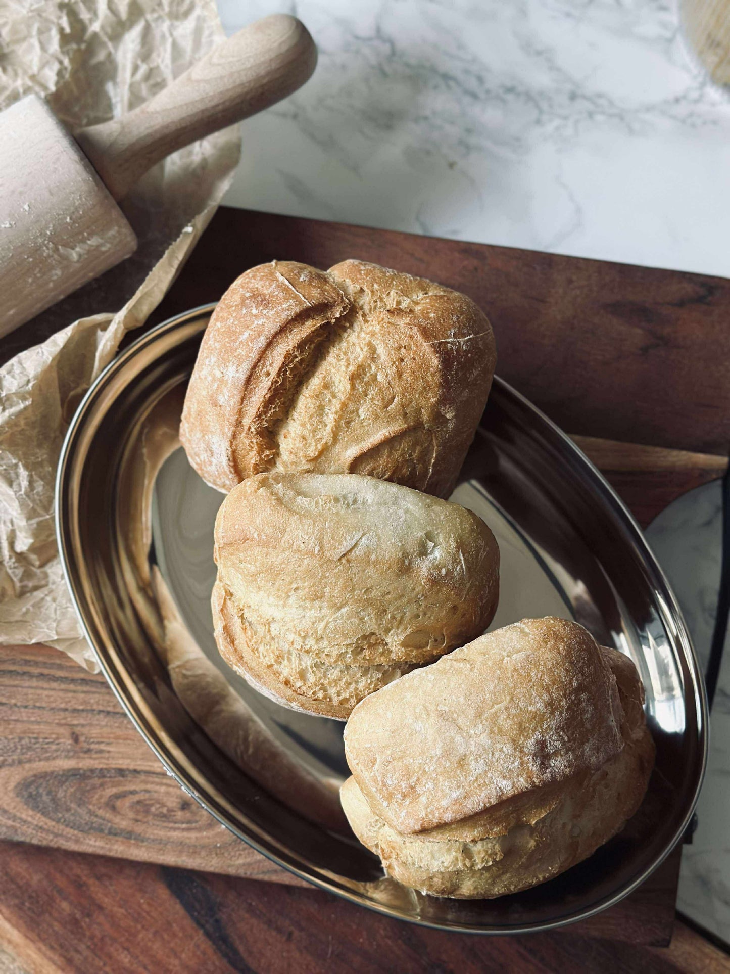 Rundt fad med kant - Rustfrit Stål