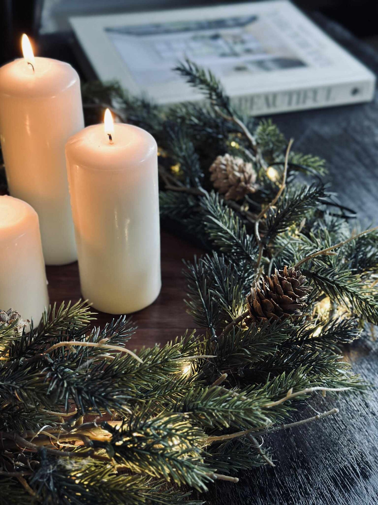 Julekrans med lys - Uden sne