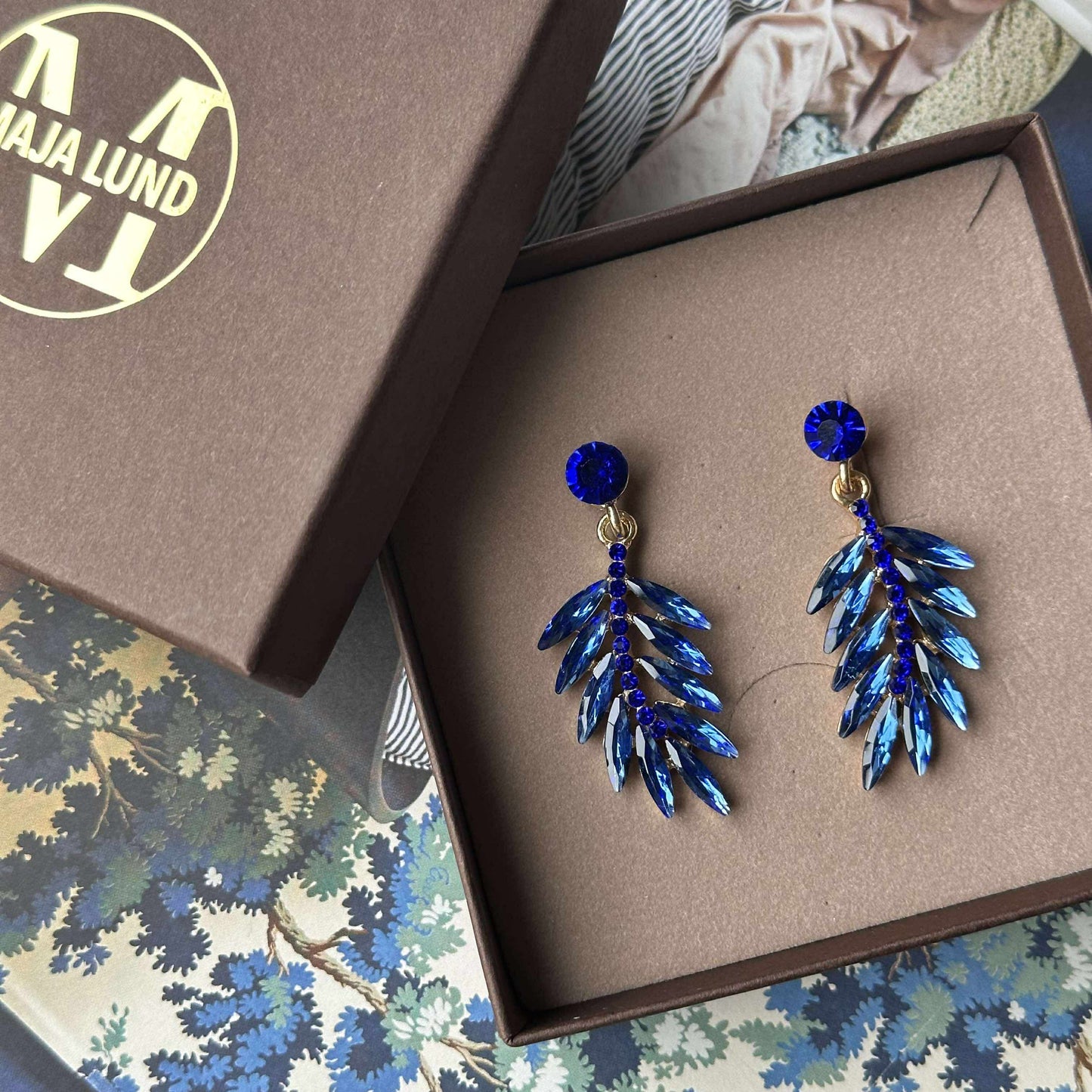 Øreringe Feather - Royal blue