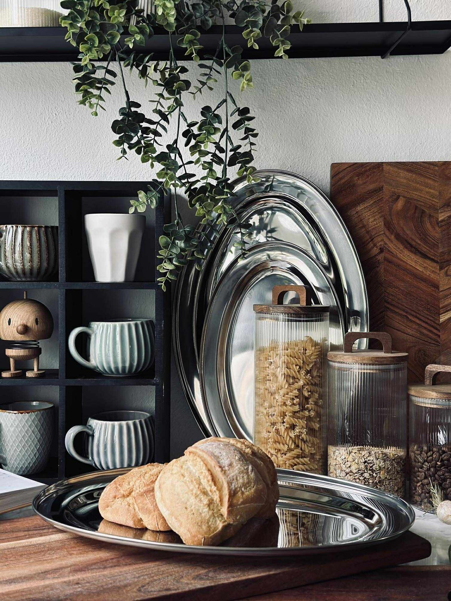 Ovalt fad Rustfrit Stål - Sæt med 3 stk.