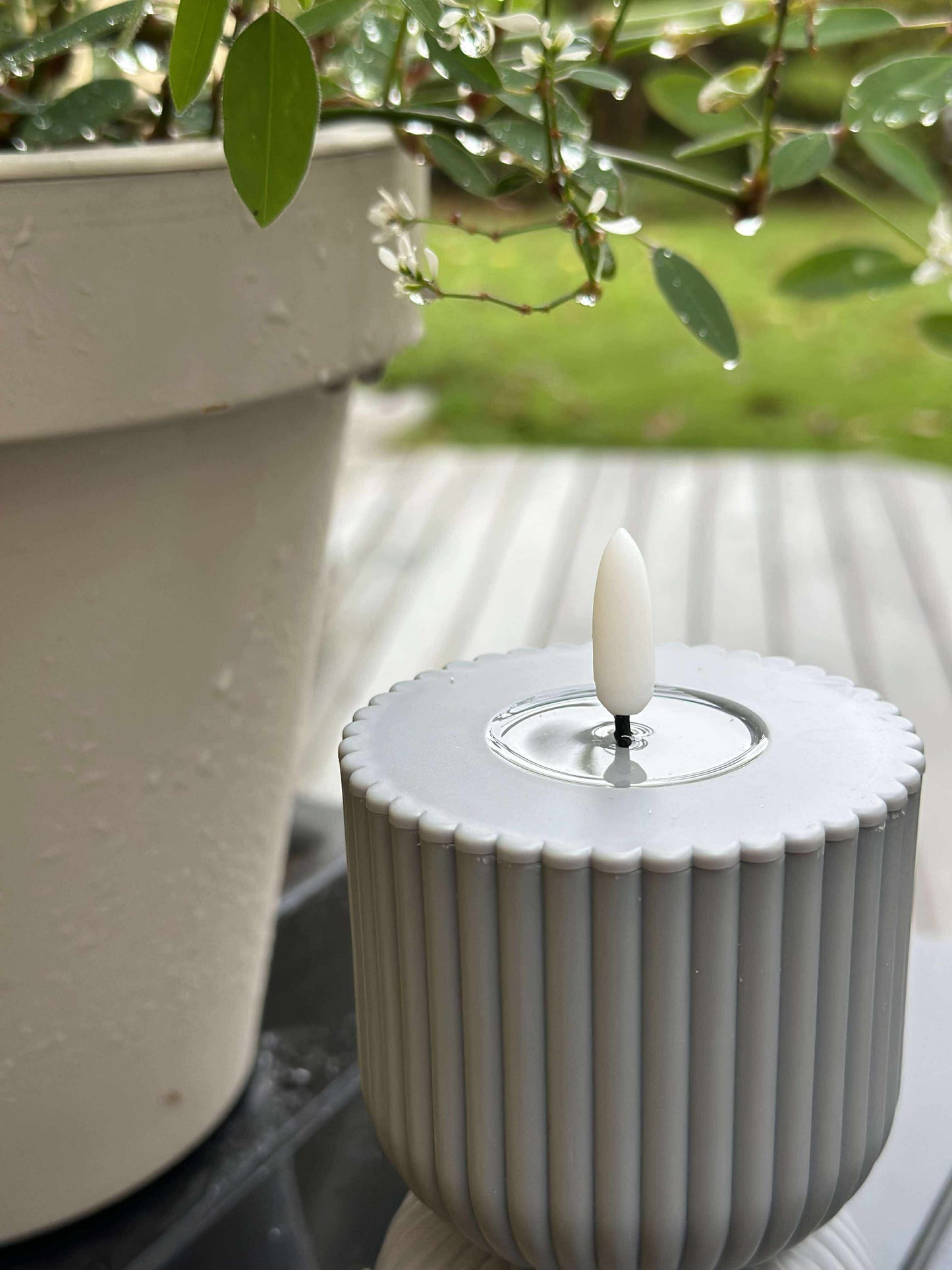 LED Bloklys Grå timeglas - Udendørs
