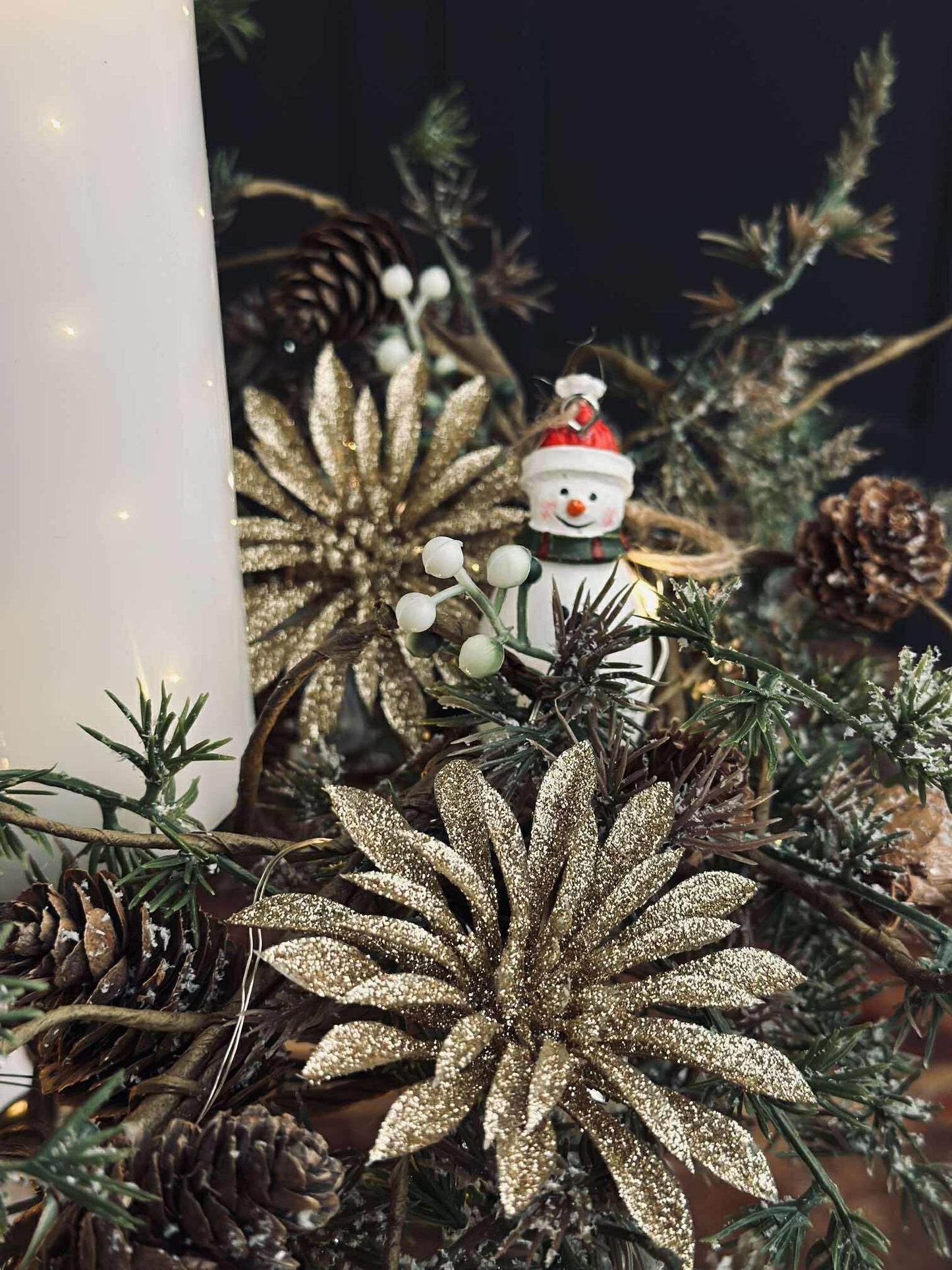 Deco blomster med glimmer - 4 stk