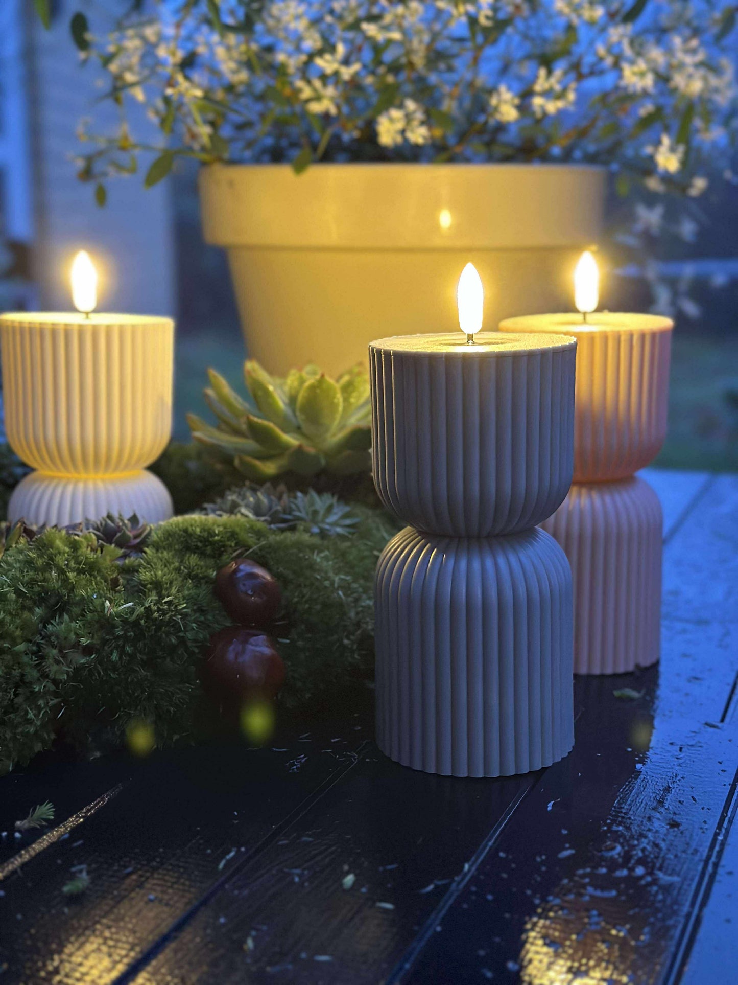 LED Bloklys Grå timeglas - Udendørs