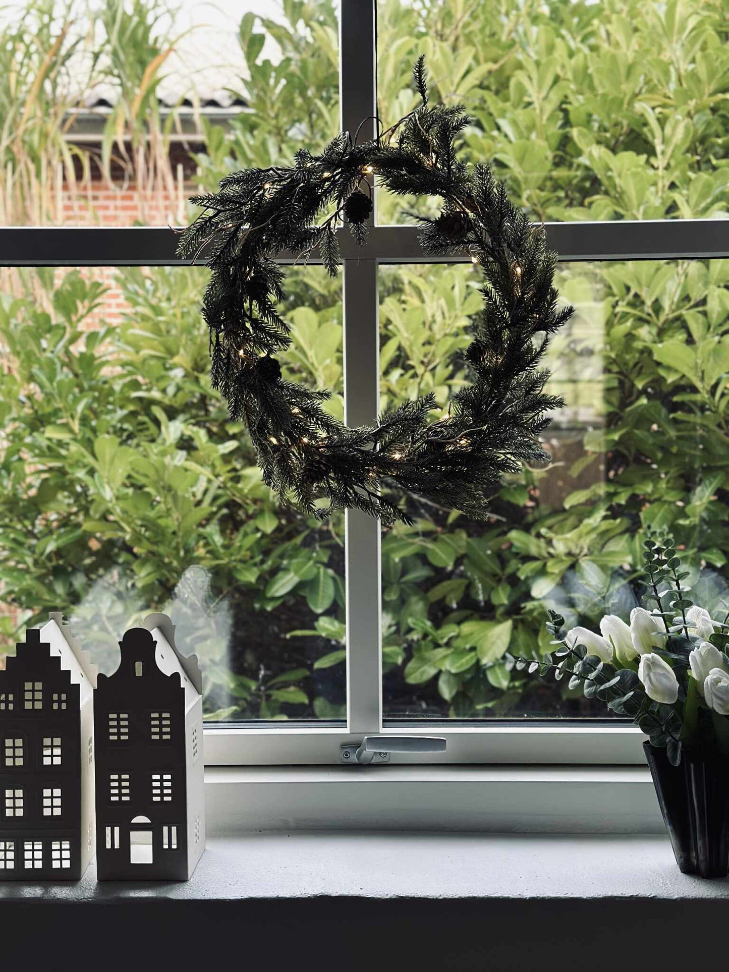 Julekrans med lys - Uden sne