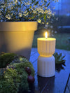 LED Bloklys Hvid timeglas - Udendørs