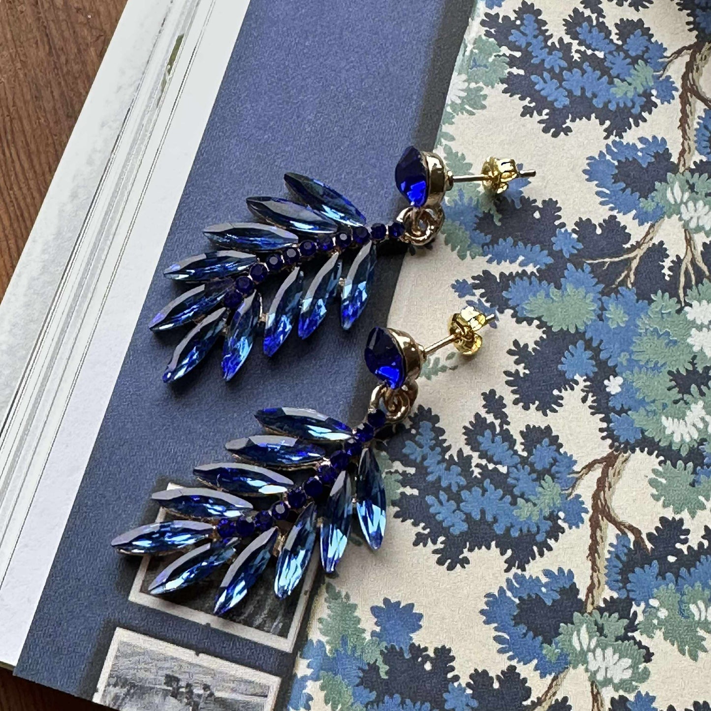 Øreringe Feather - Royal blue