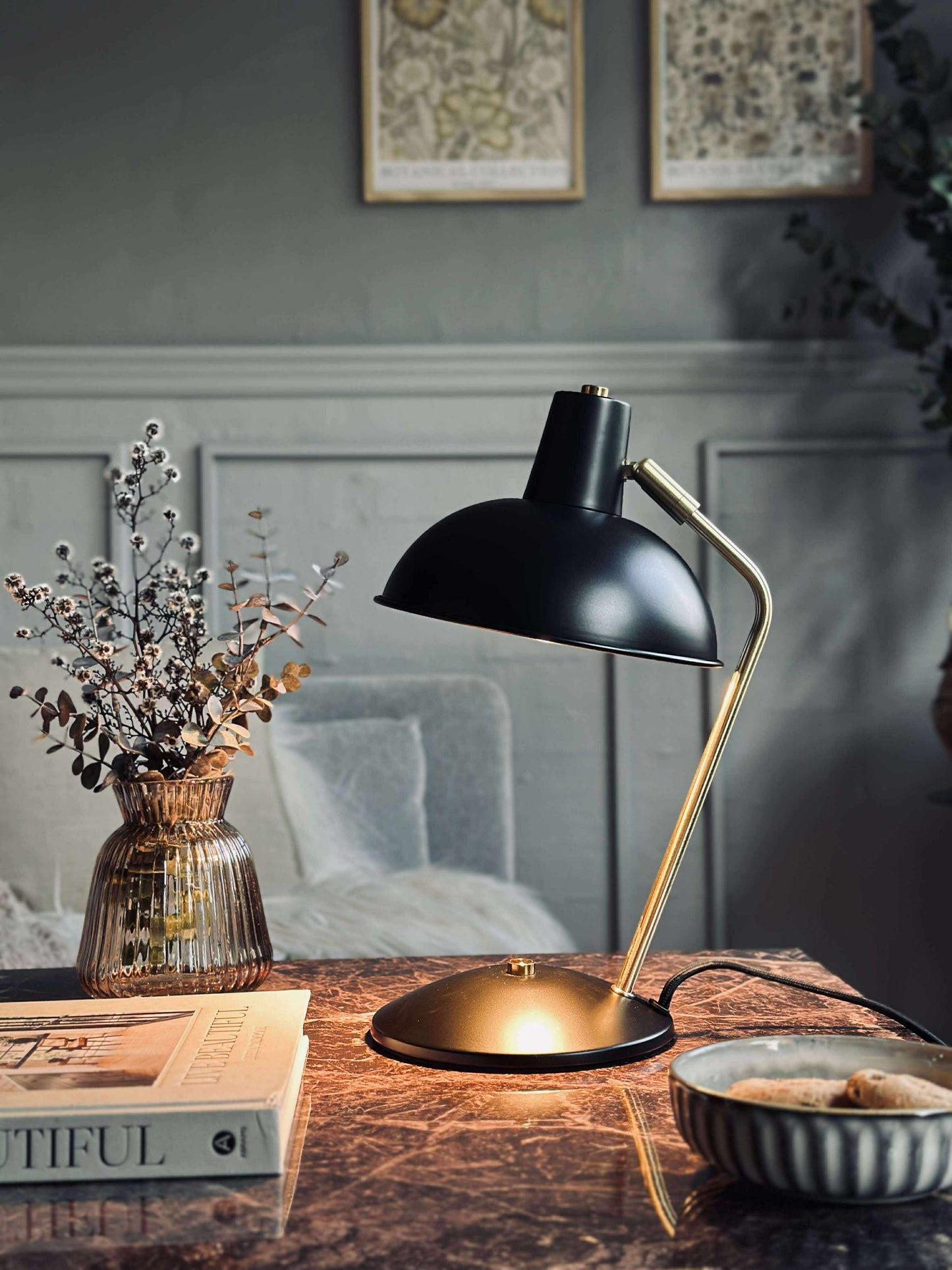 Bordlampe Retro - Sort / guld