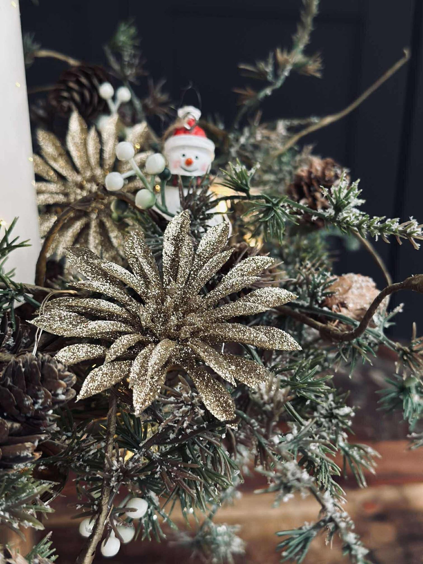 Deco blomster med glimmer - 4 stk