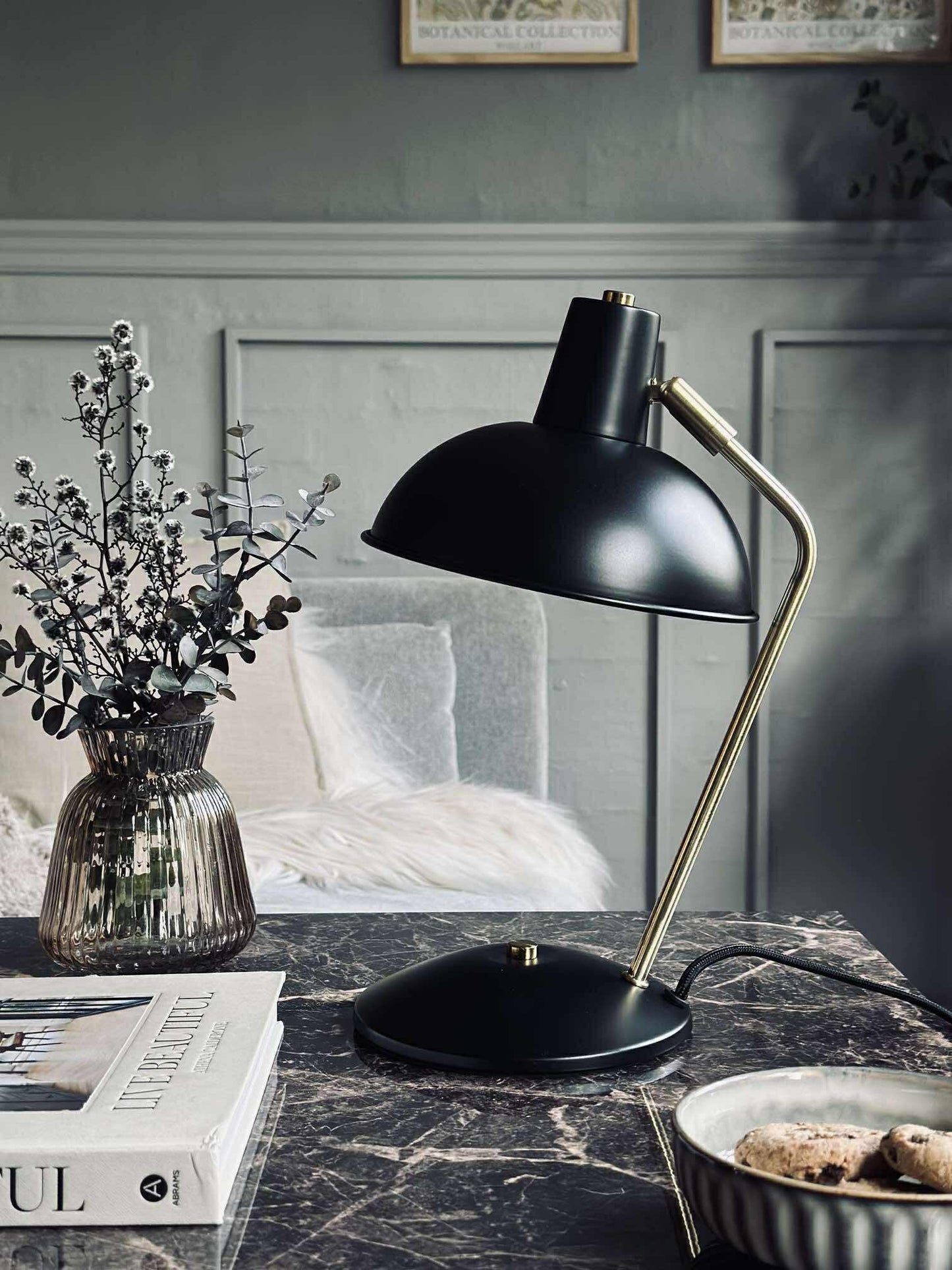 Bordlampe Retro - Sort / guld