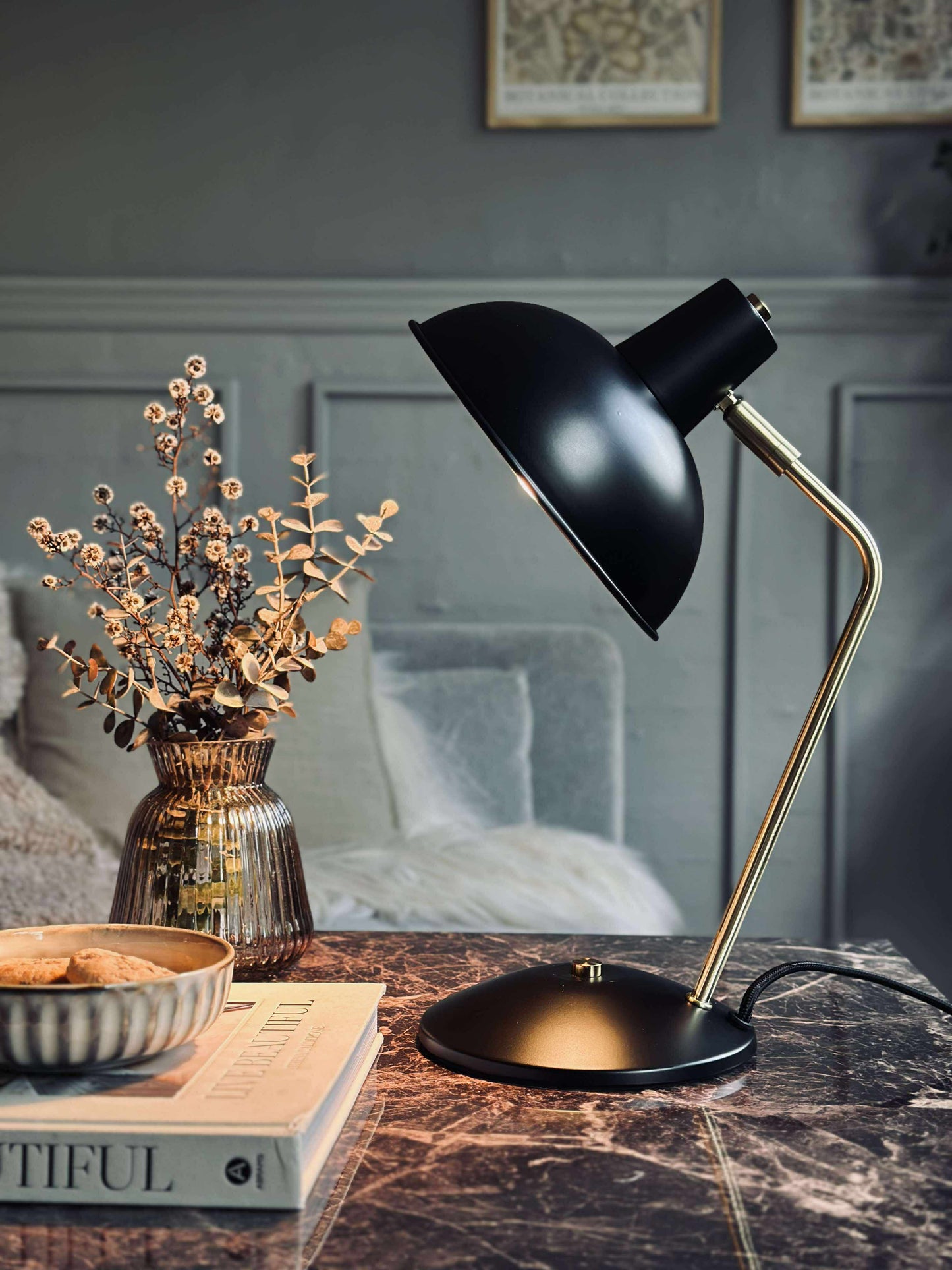 Bordlampe Retro - Sort / guld