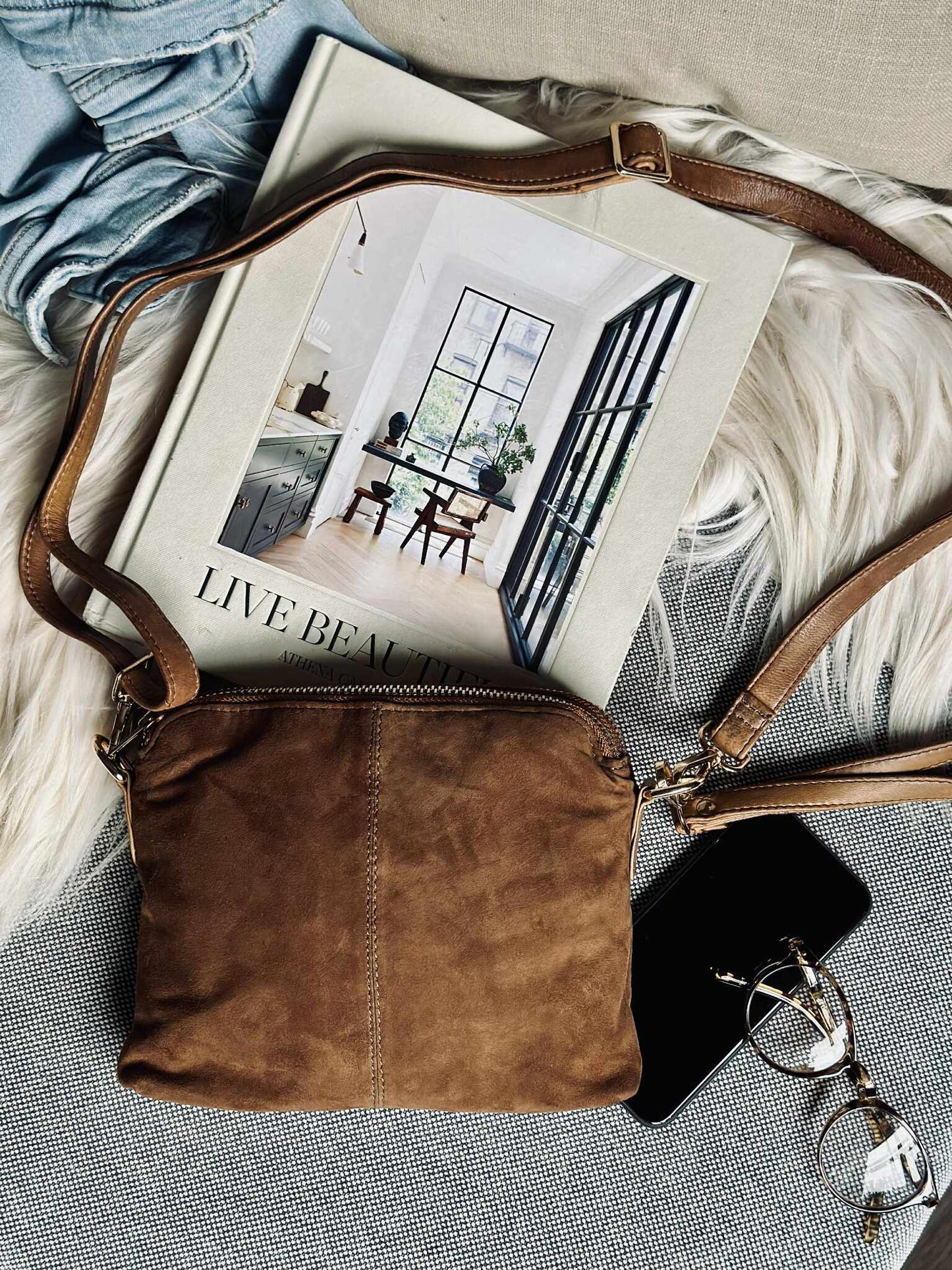 Crossbody clutch ALICE - Ruskind caramel
