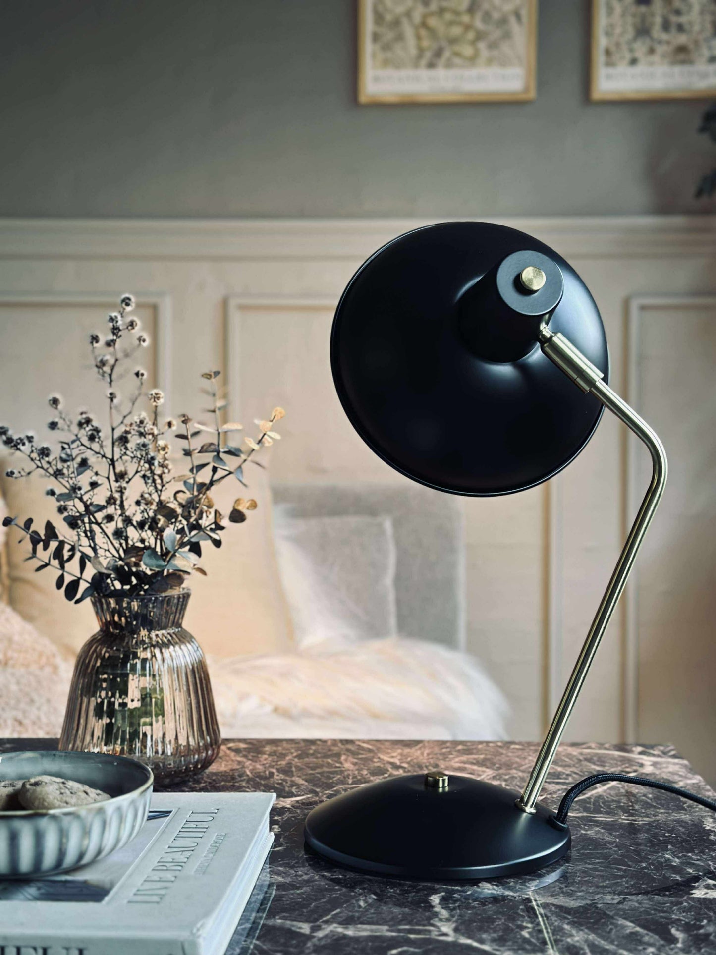 Bordlampe Retro - Sort / guld