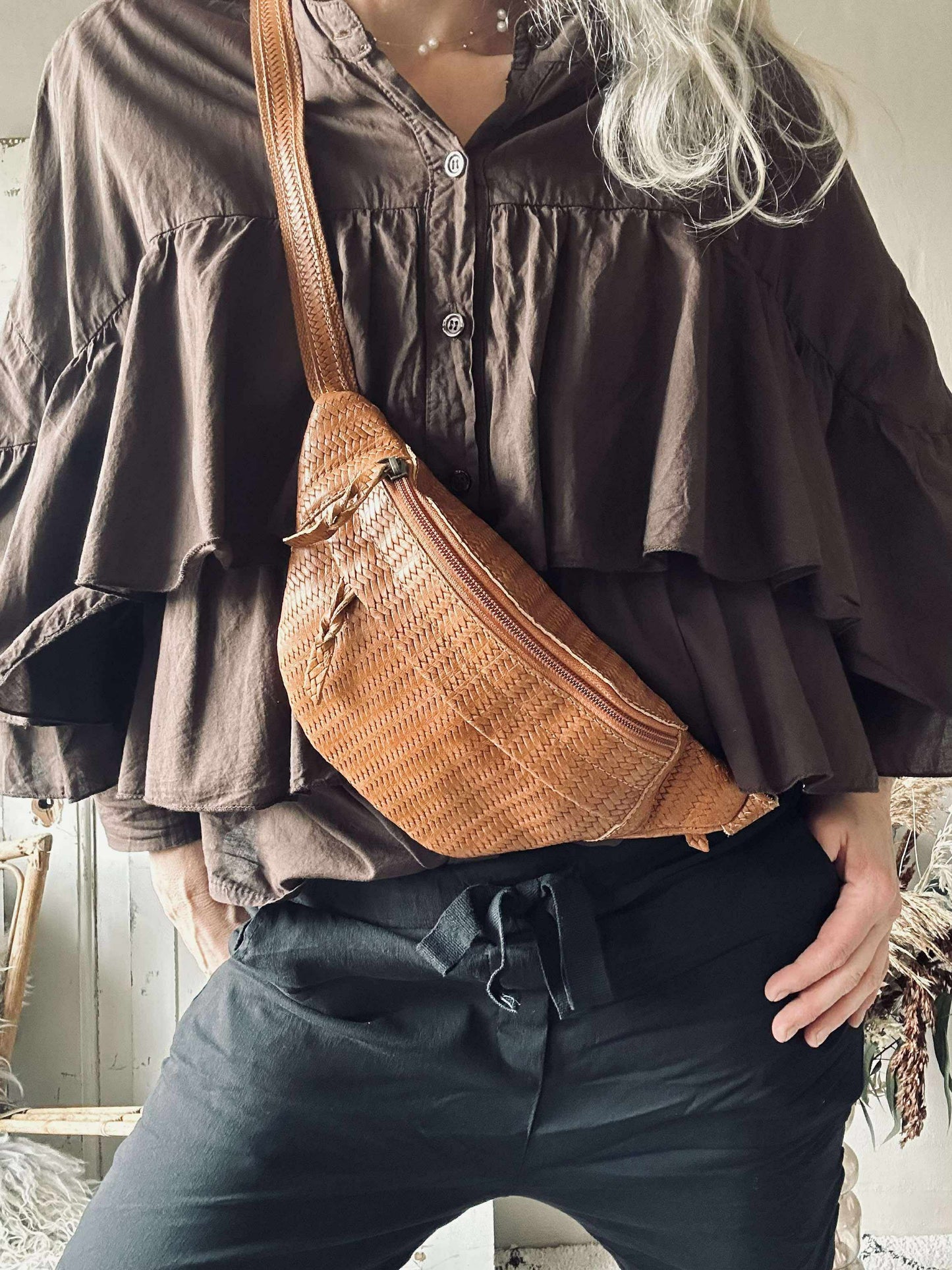 Bumbag Tasha - Cognac flet