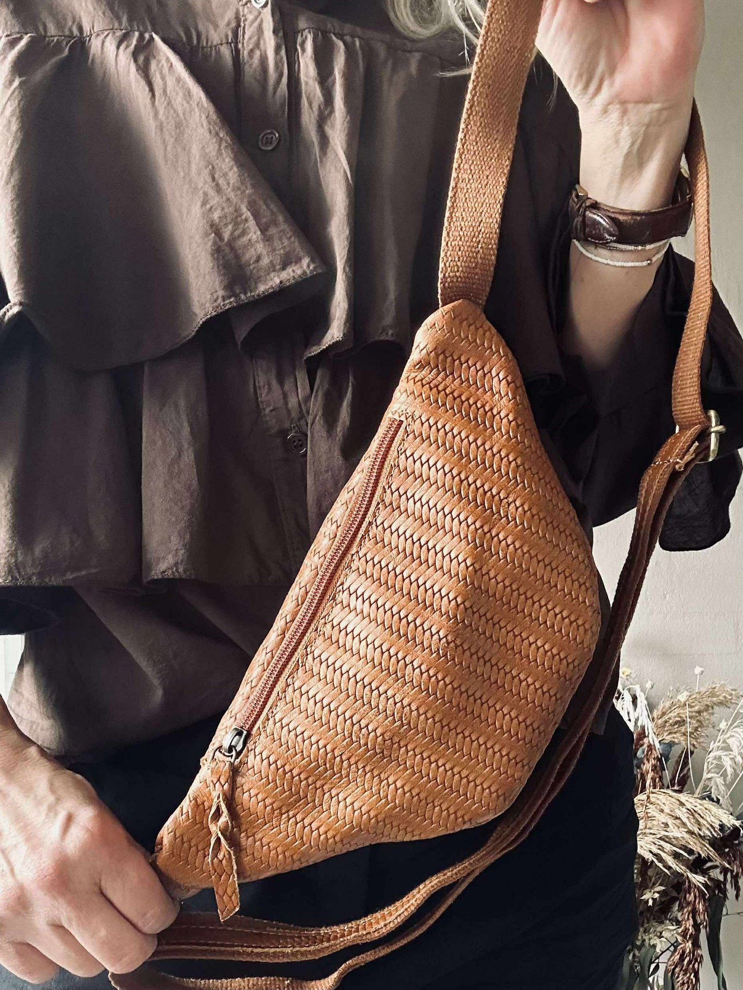 Bumbag Tasha - Cognac flet