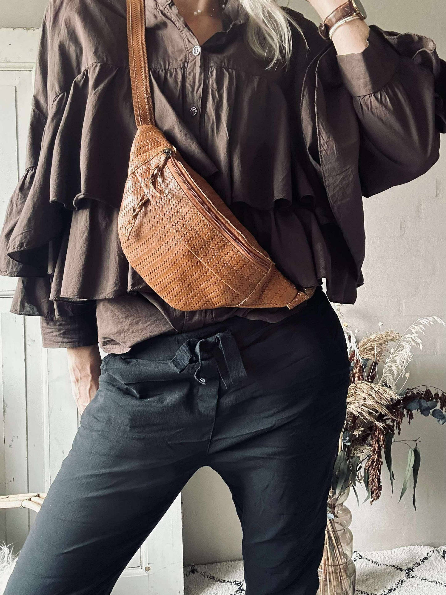 Bumbag Tasha - Cognac flet