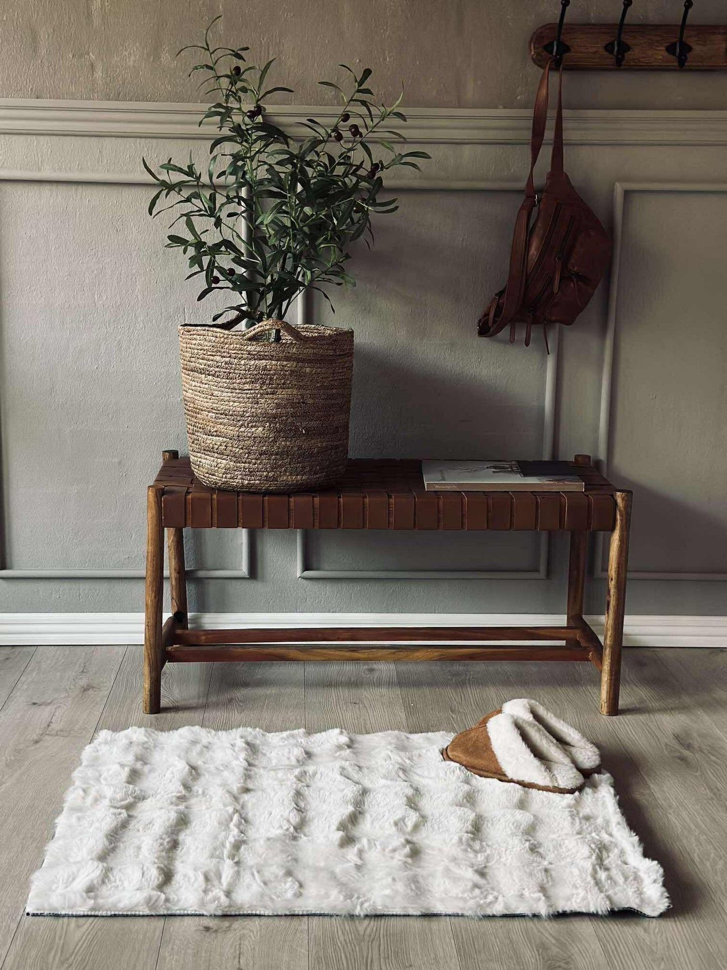 Gulvtæppe Plys - 60x90 Hvid