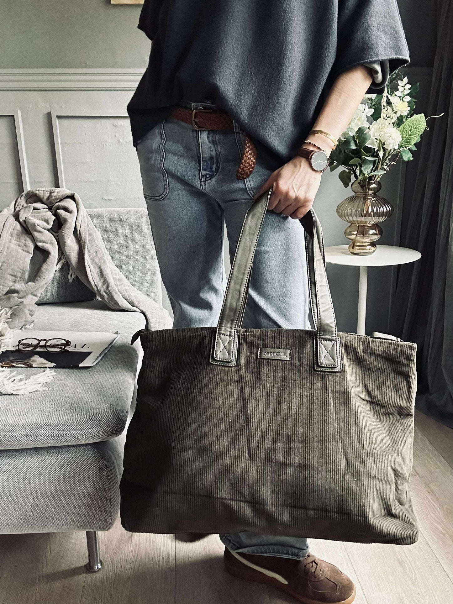 Shopper Fløjl - Army