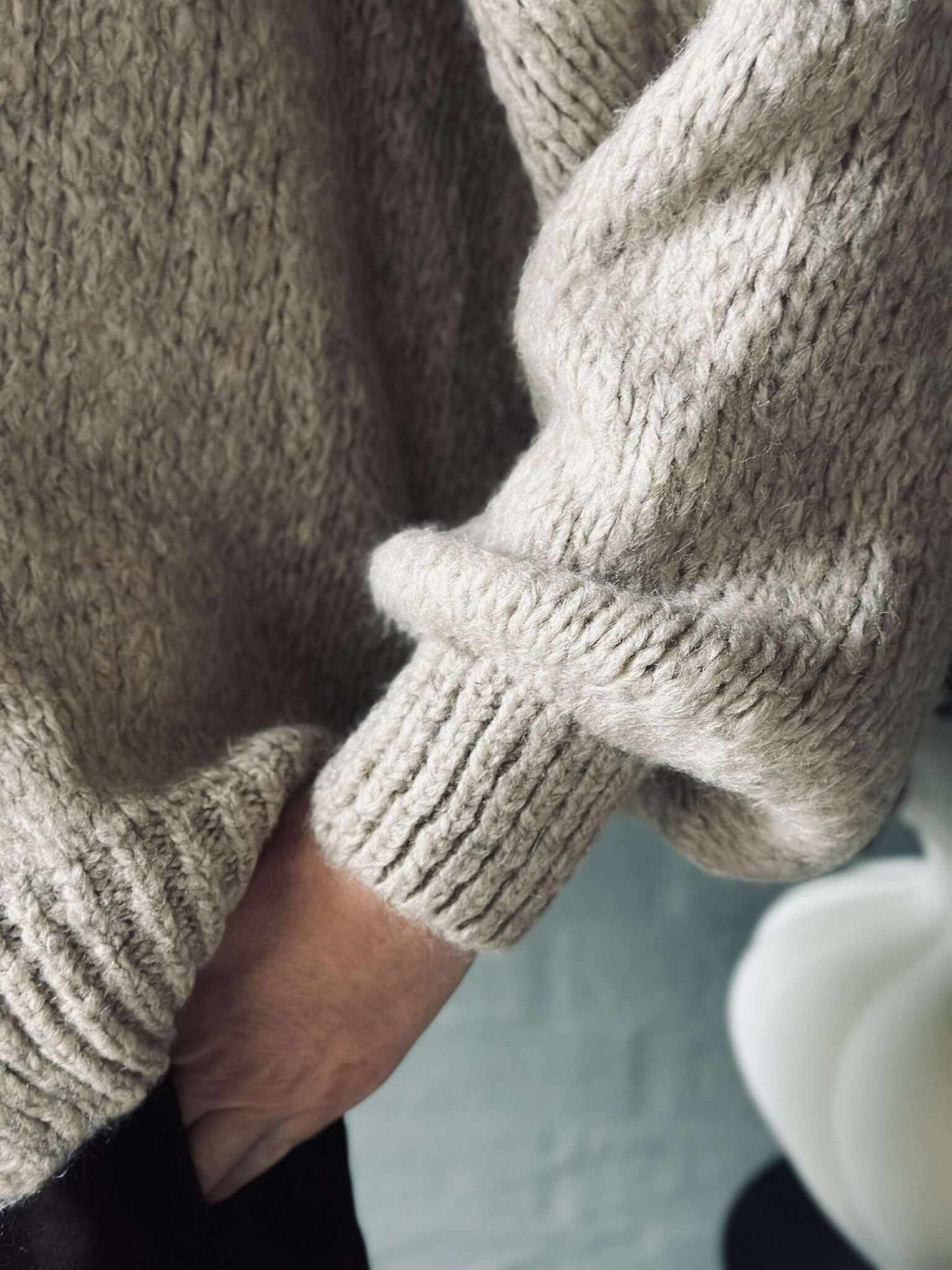 Cardigan med sløjfer - Beige