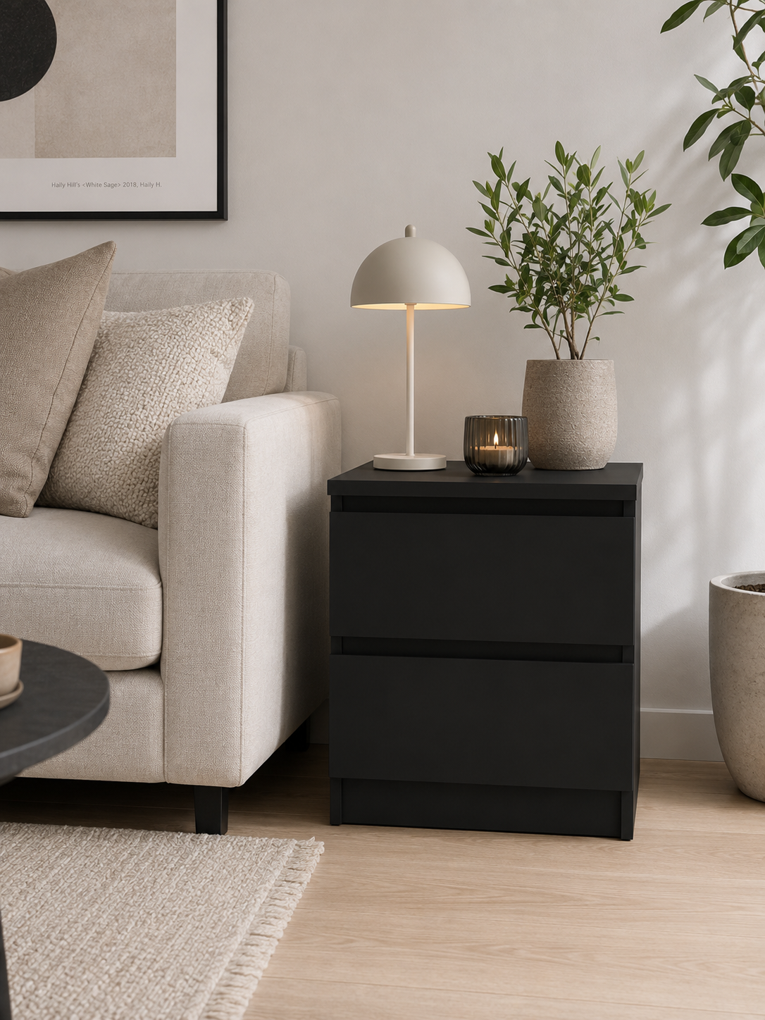 Natbord - Black 2 skuffe