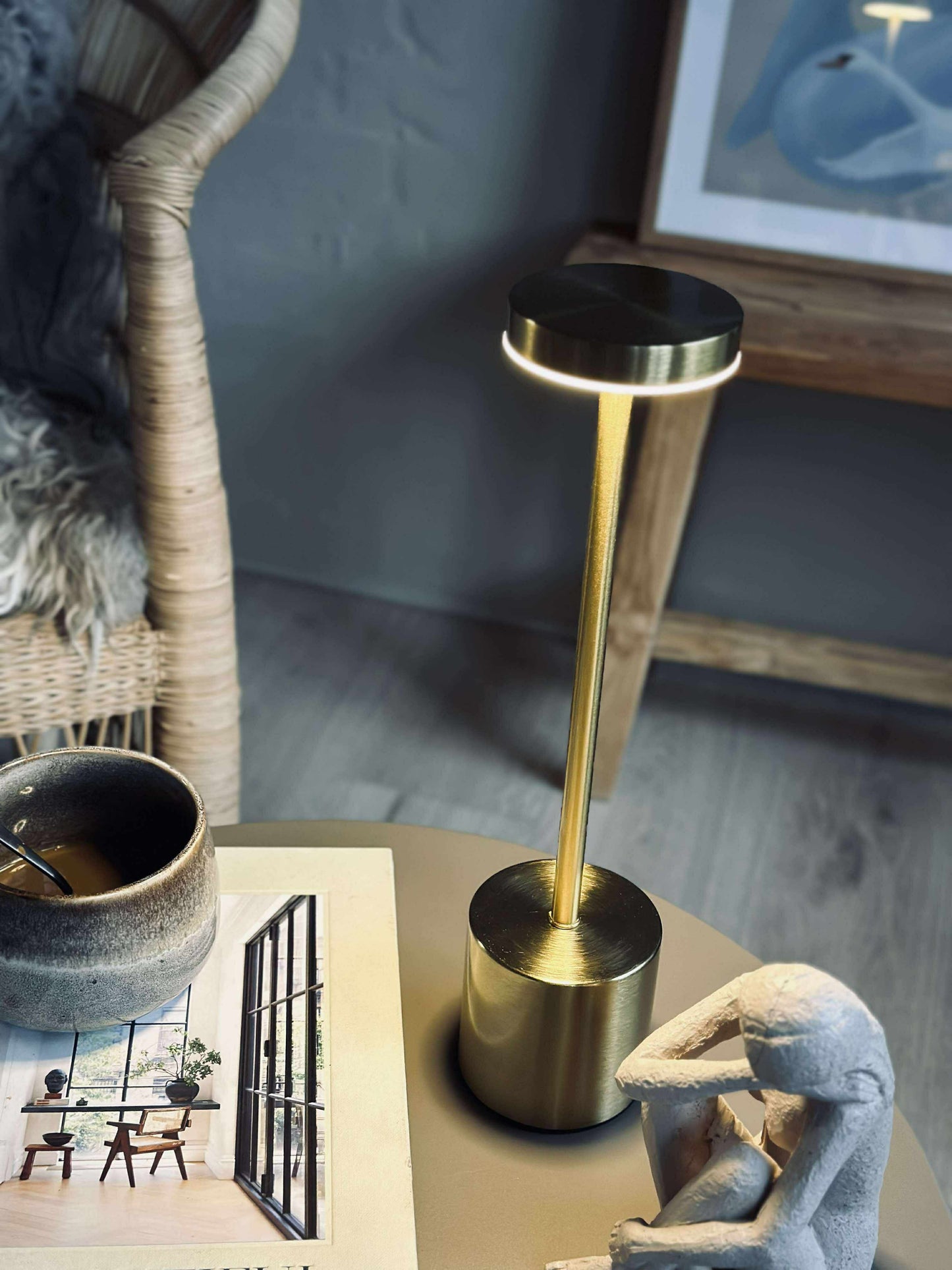 LED bordlampe KELLY Gold - genopladelig