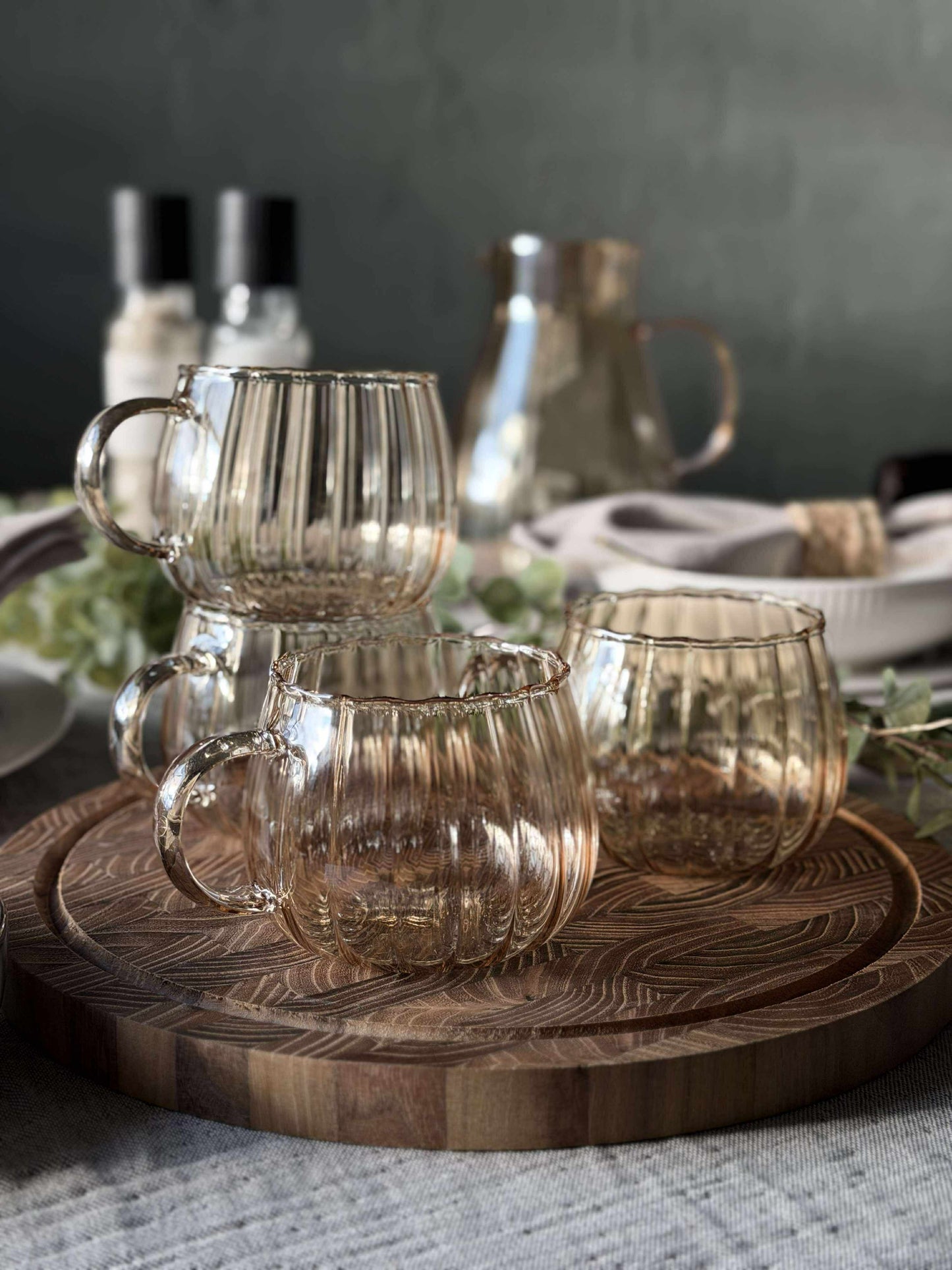 Glaskopper med riller - 4 stk.