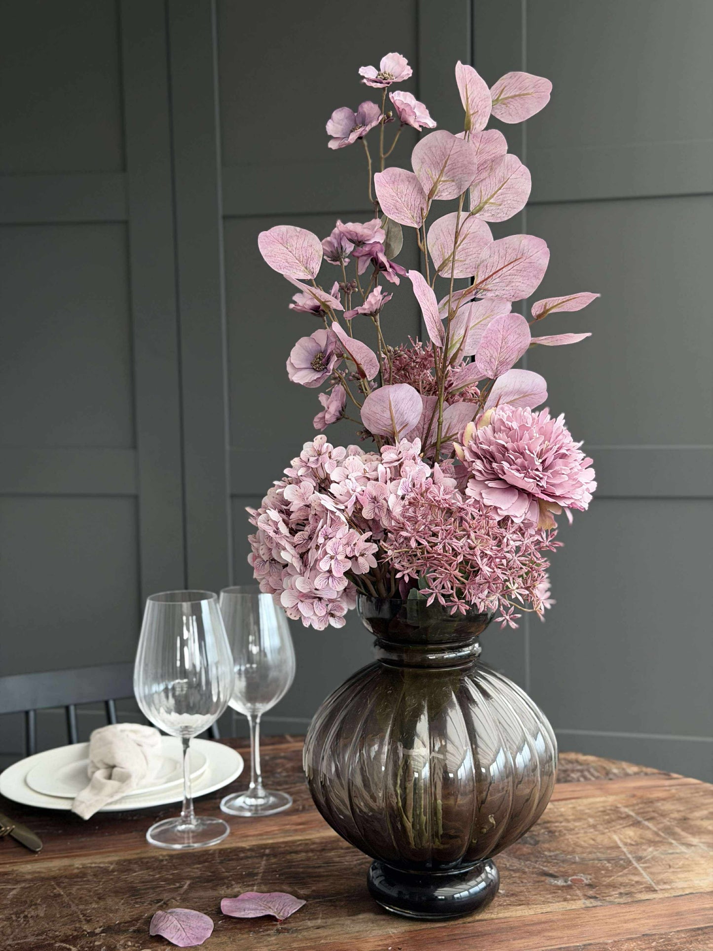 Buket med hortensia - Syren / pink