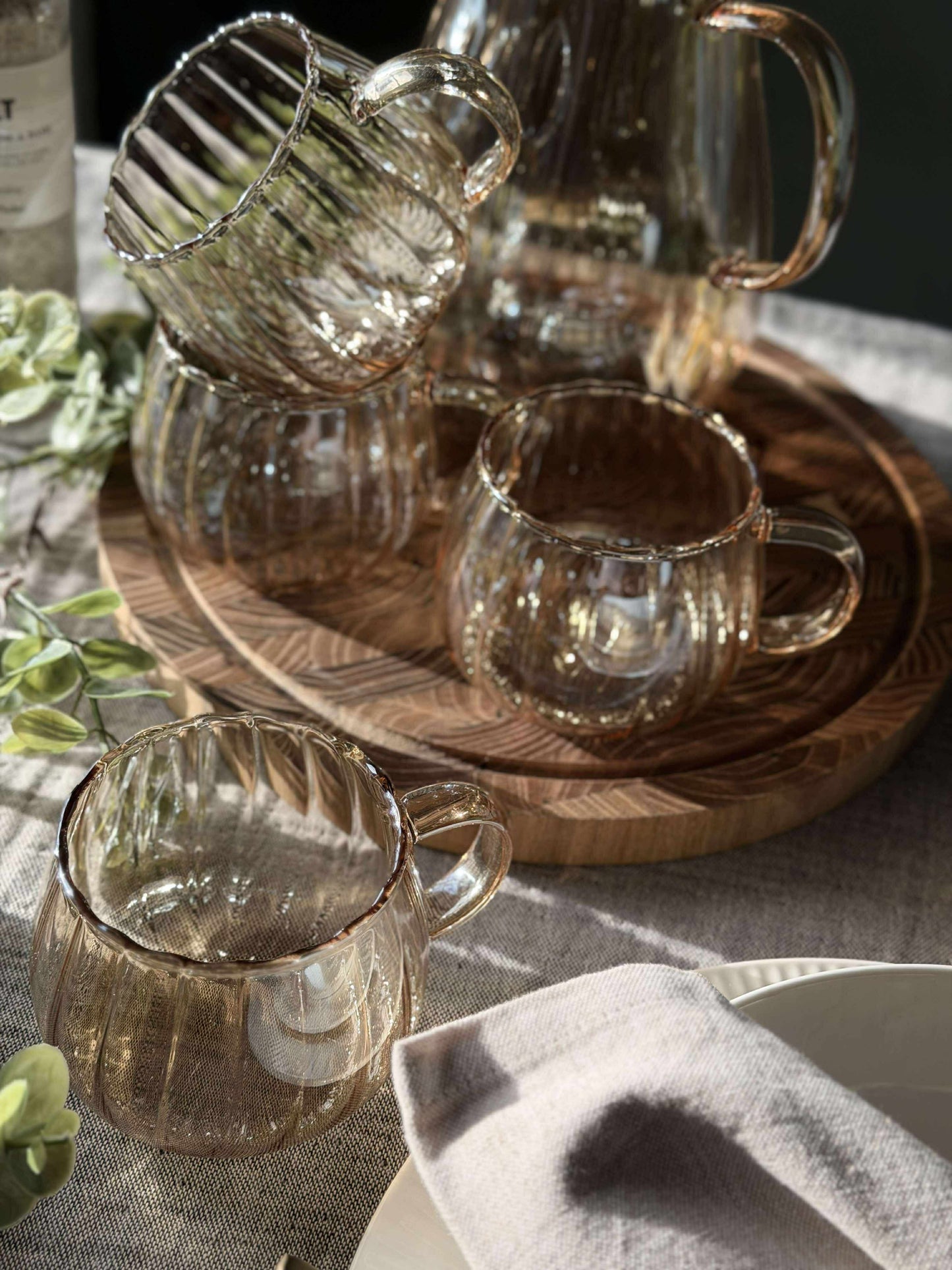 Glaskopper med riller - 4 stk.