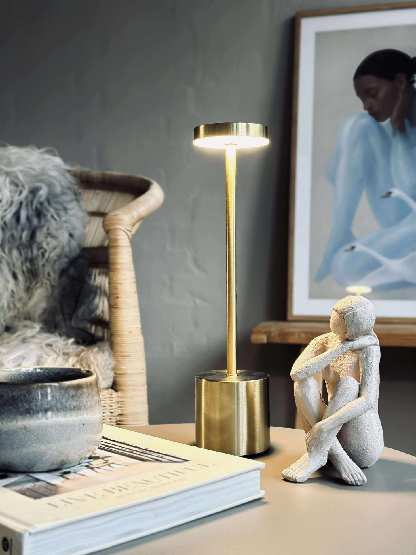 LED bordlampe KELLY Gold - genopladelig