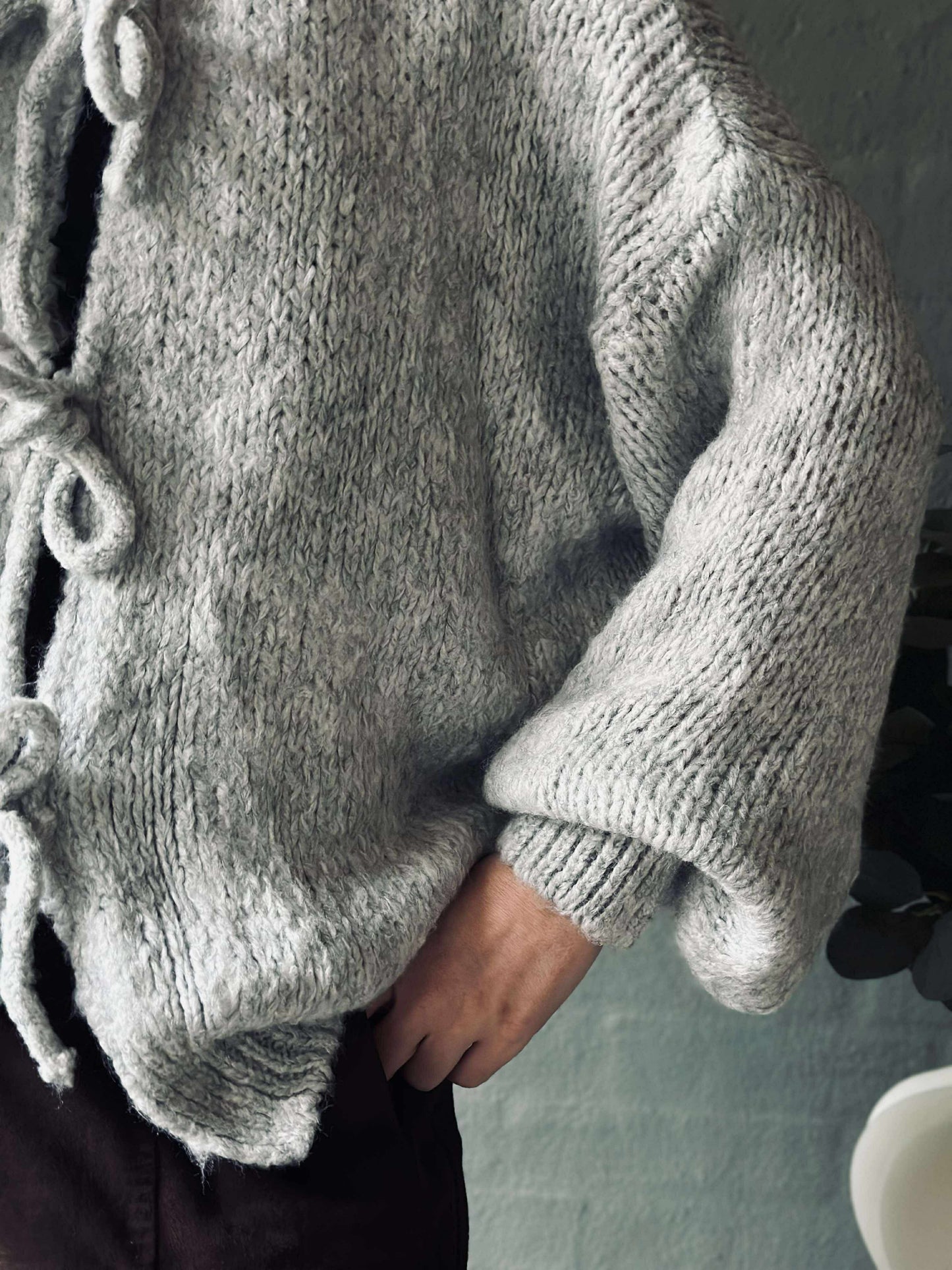 Cardigan med sløjfer - Grå
