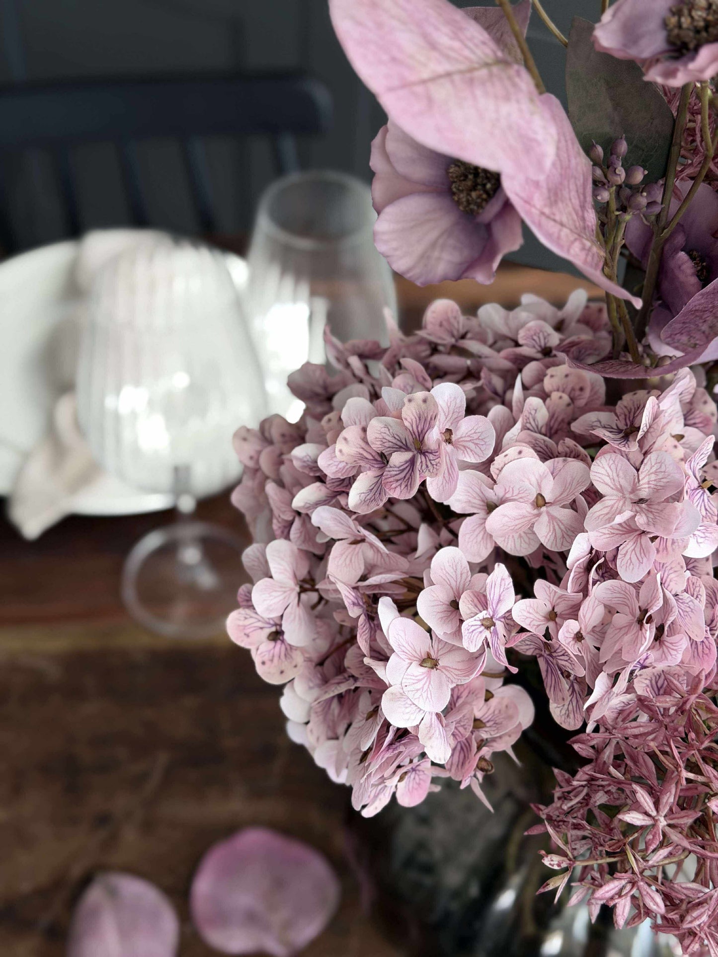 Buket med hortensia - Syren / pink