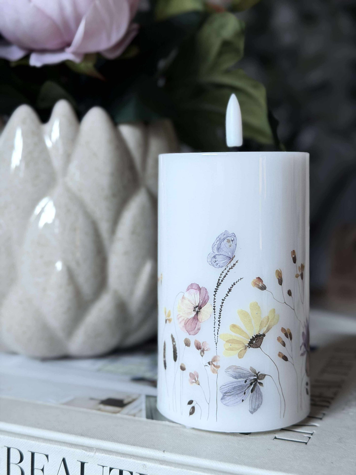 LED Bloklys Flower TWINKLE - 12,5cm