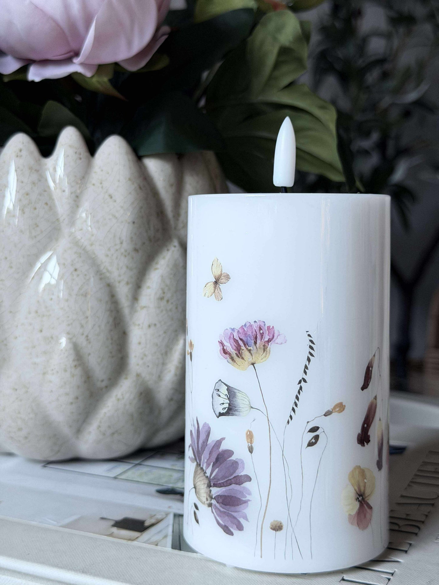 LED Bloklys Flower TWINKLE - 12,5cm