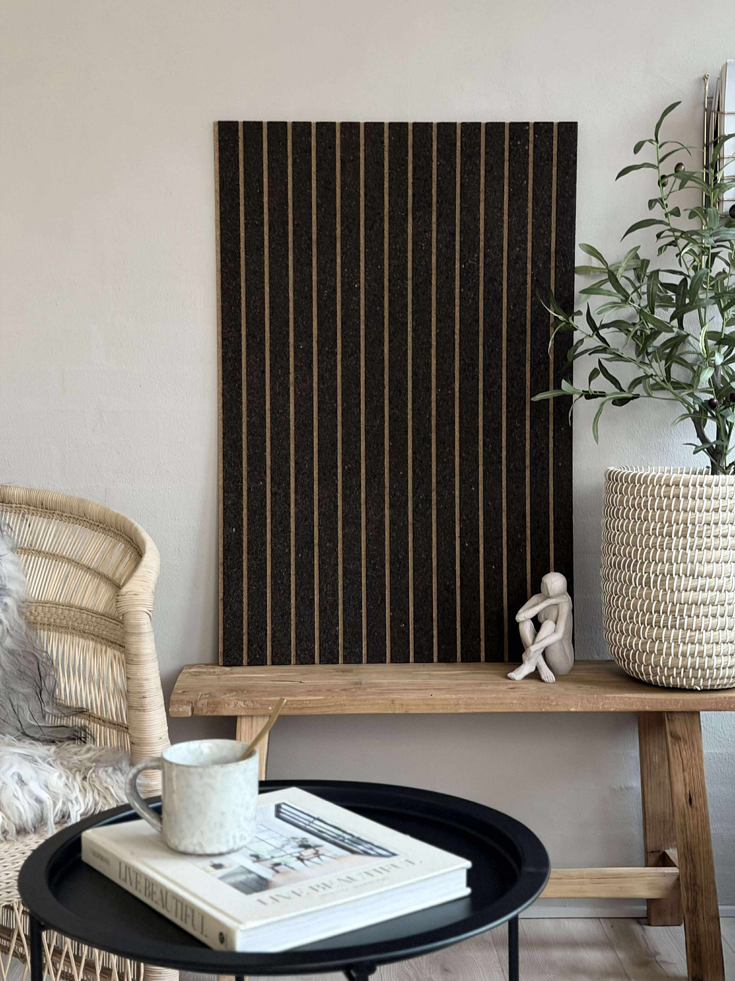 Korkplade med panel effekt NEW Dark - Støjdæmpende