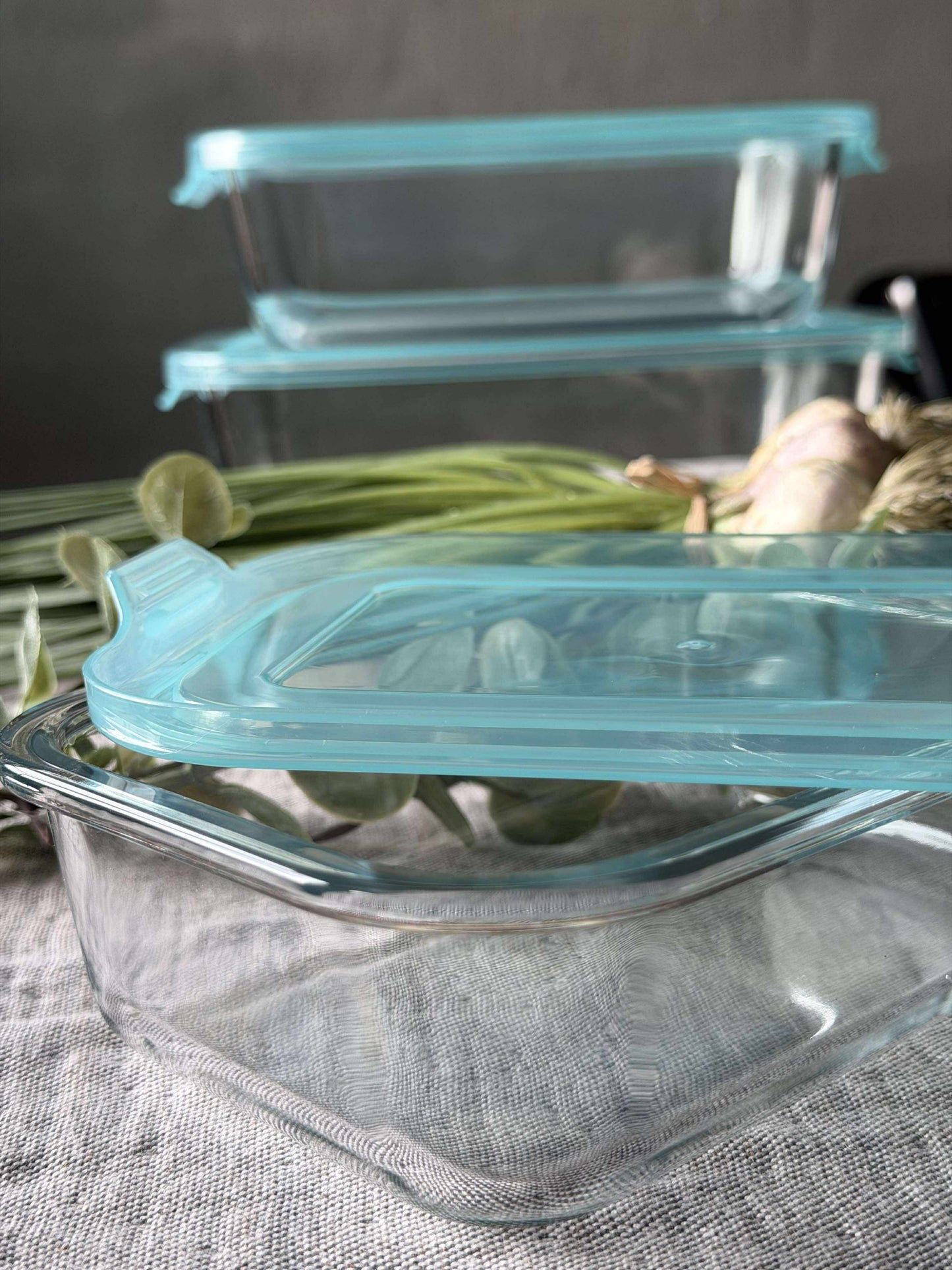 Opbevaringsbøtter i glas – Sæt med 3 stk