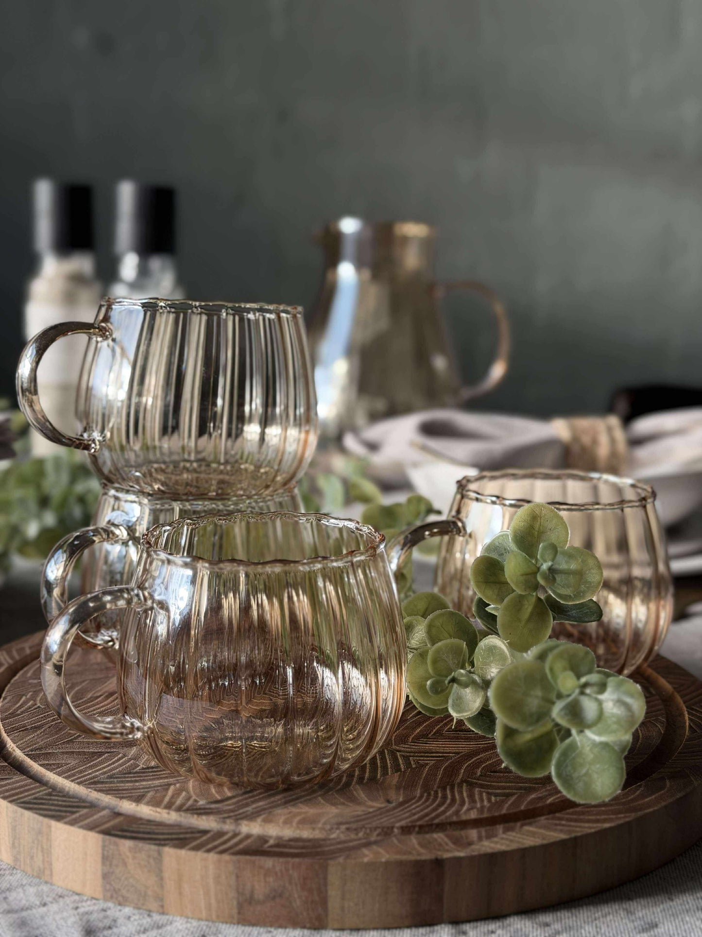 Glaskopper med riller - 4 stk.