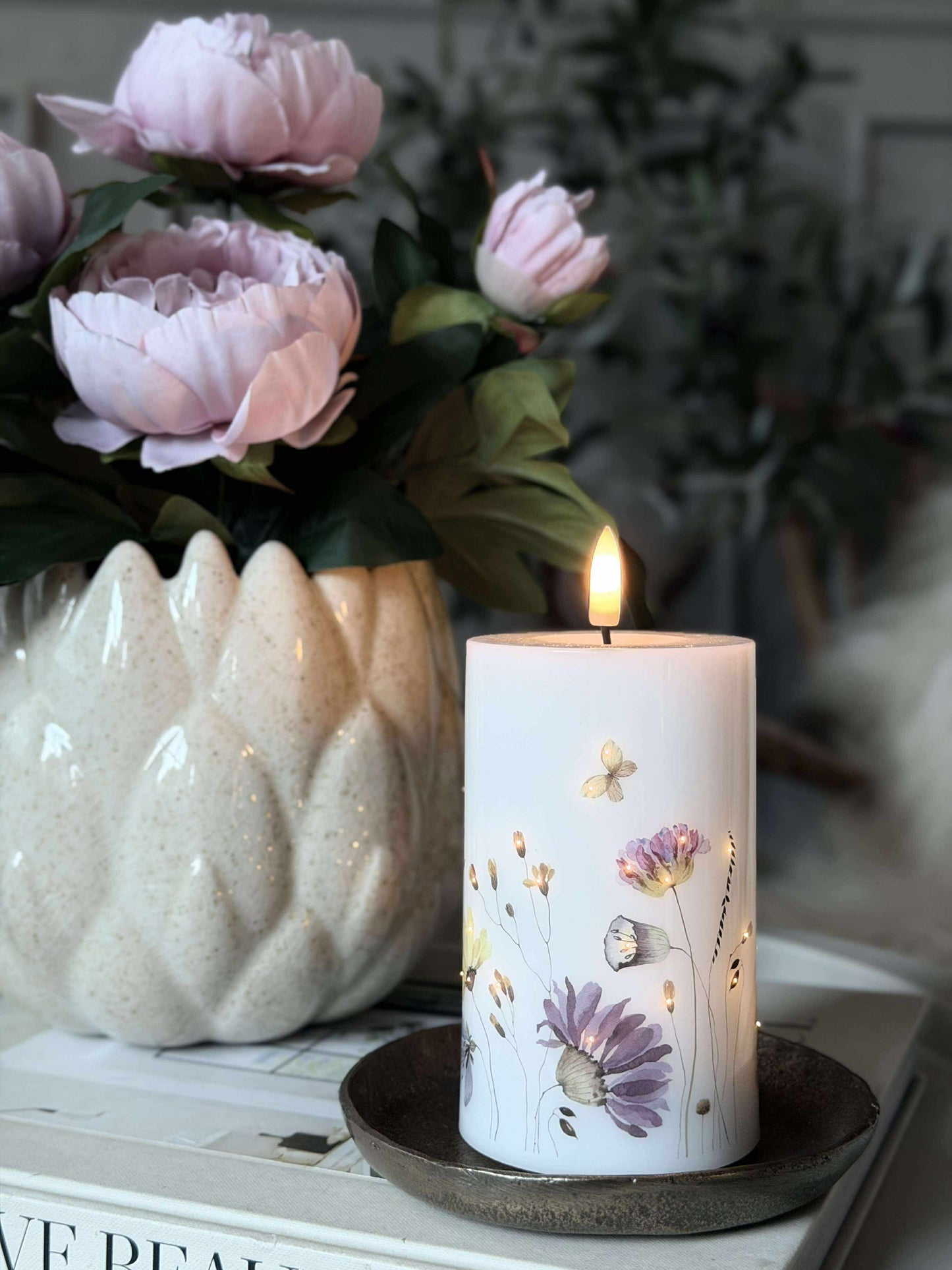 LED Bloklys Flower TWINKLE - 12,5cm