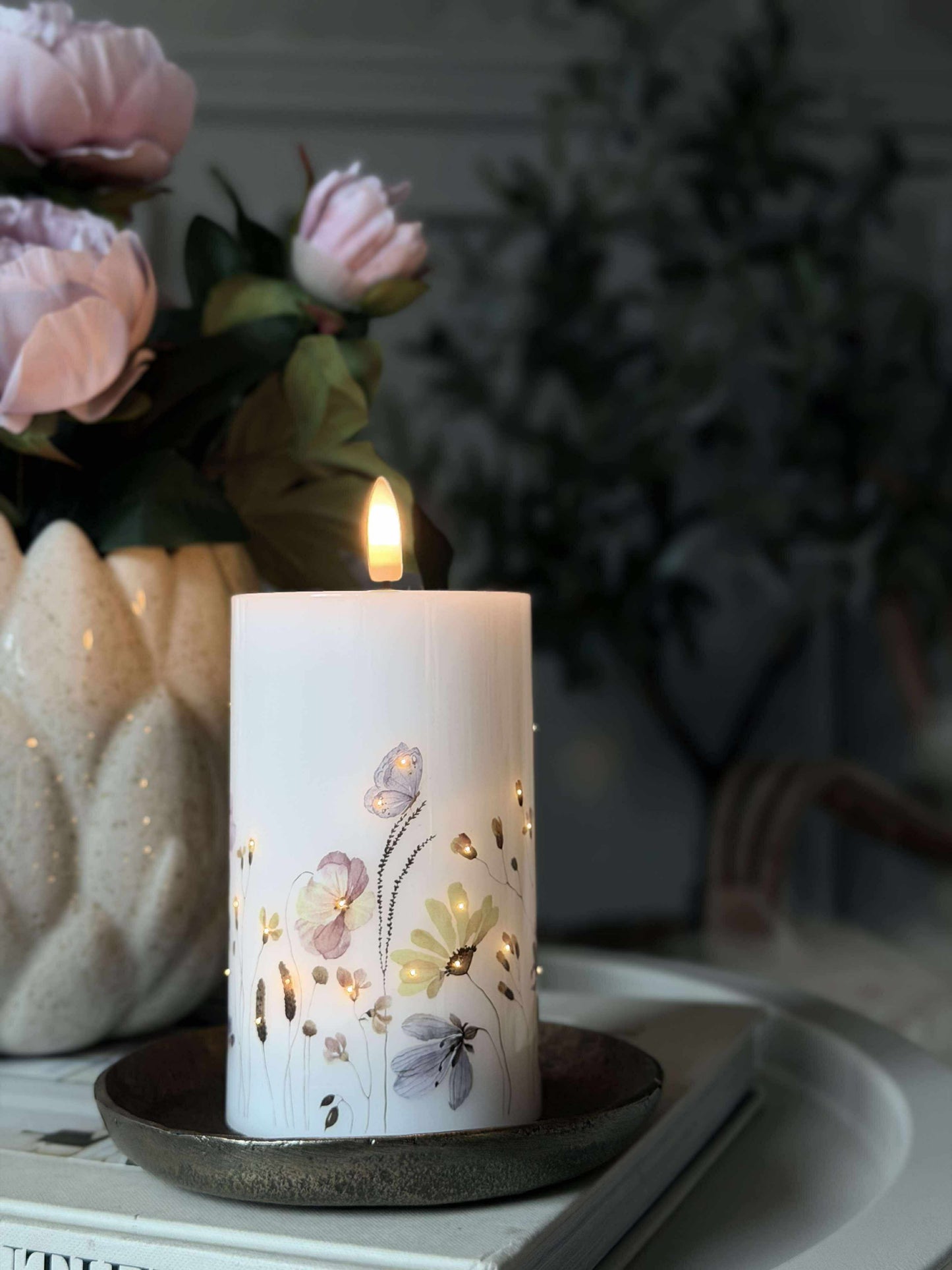 LED Bloklys Flower TWINKLE - 12,5cm