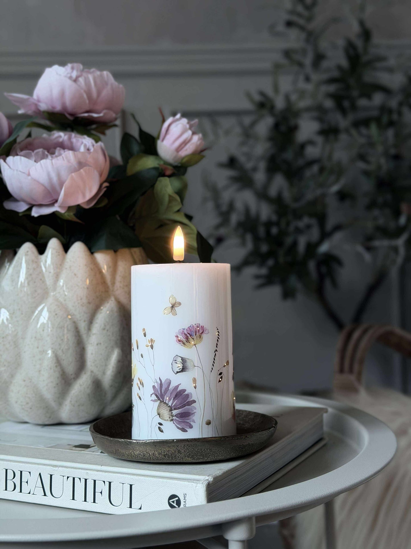 LED Bloklys Flower TWINKLE - 12,5cm