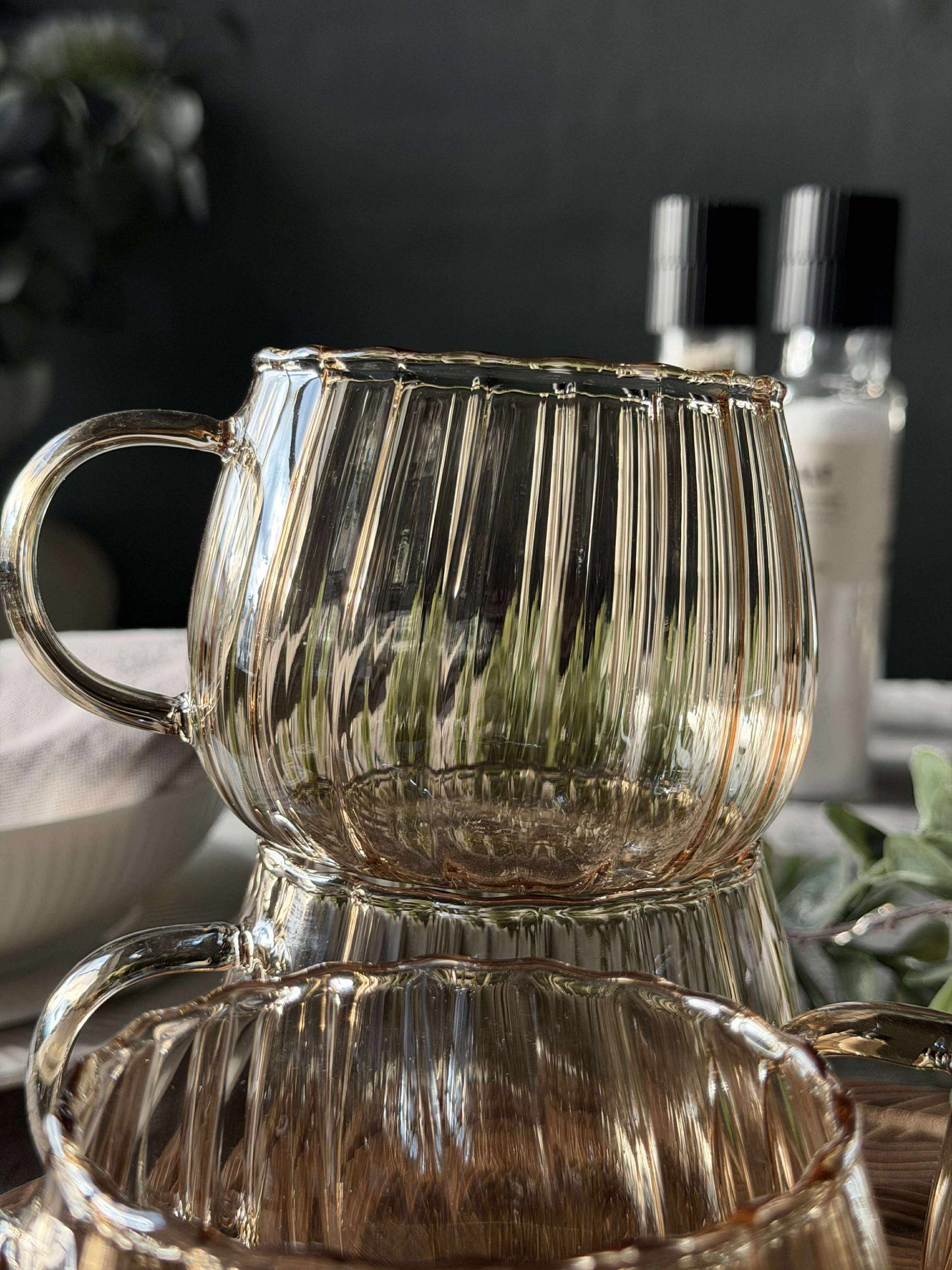 Glaskopper med riller - 4 stk.