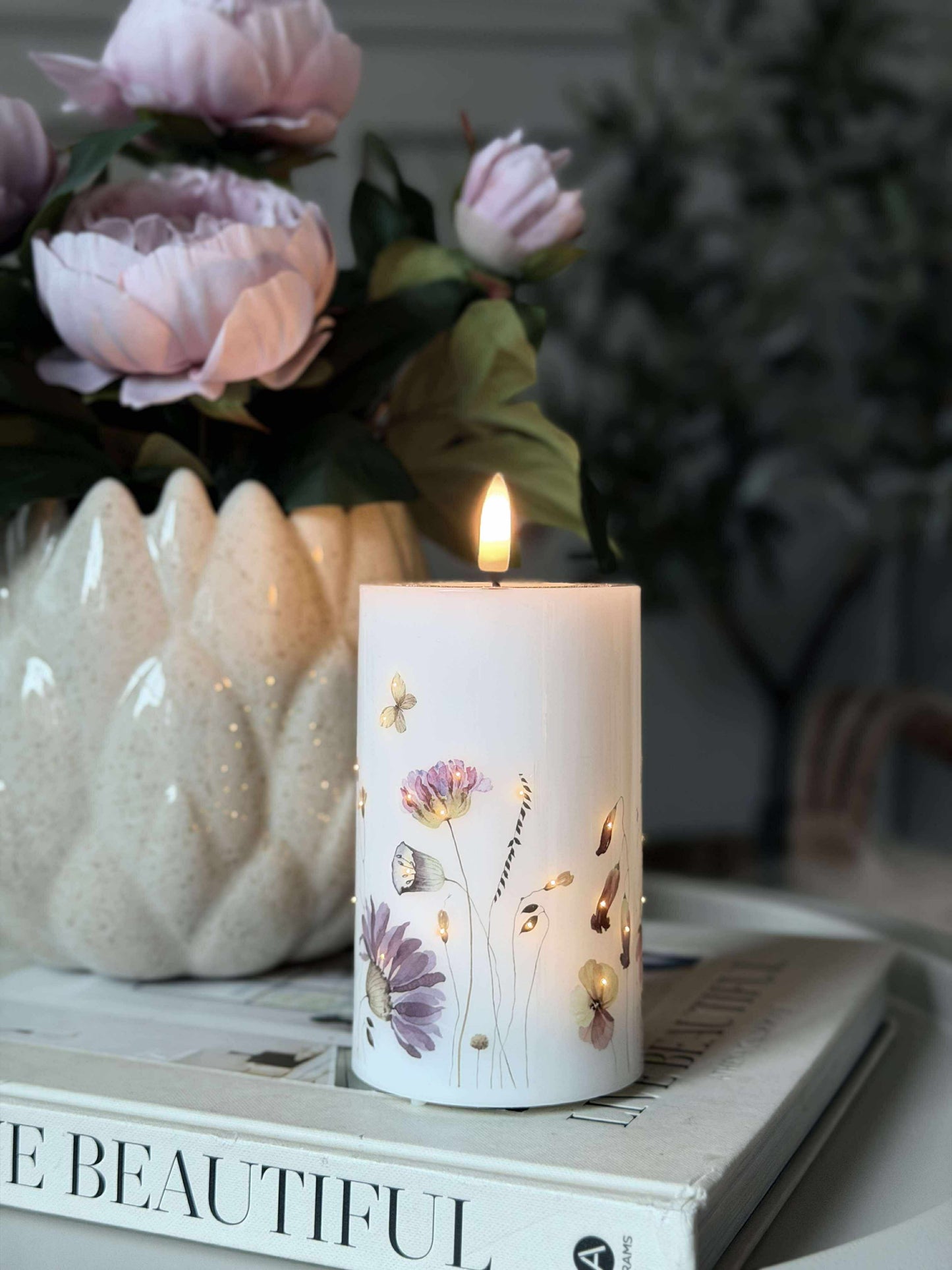 LED Bloklys Flower TWINKLE - 12,5cm