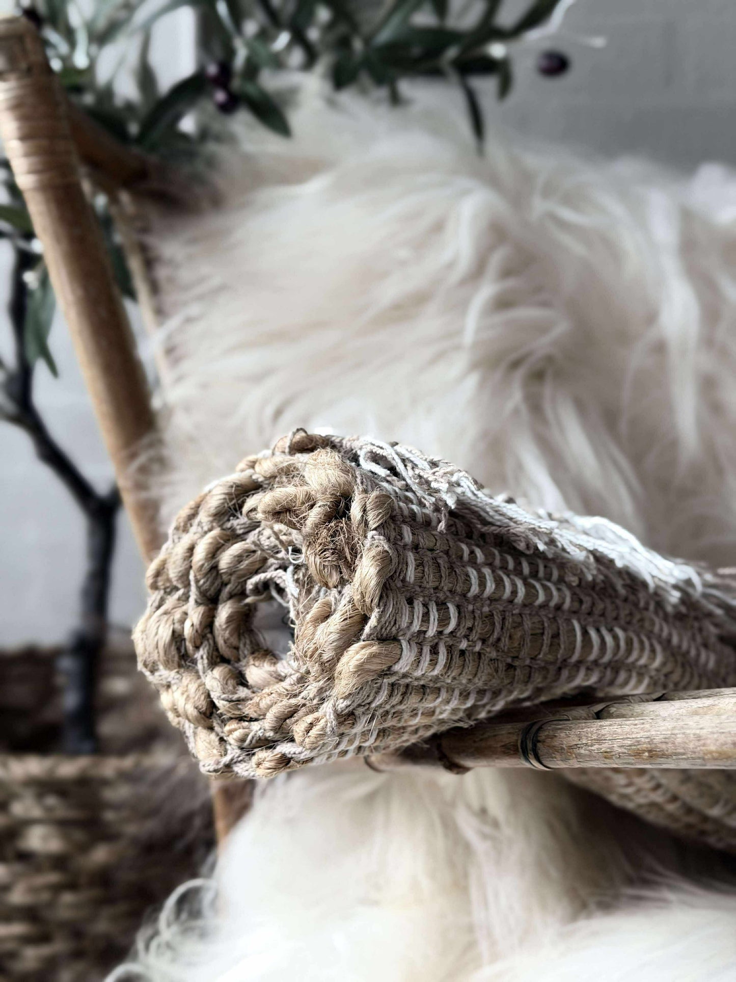 Dørmåtte Jute med fryns - Natur