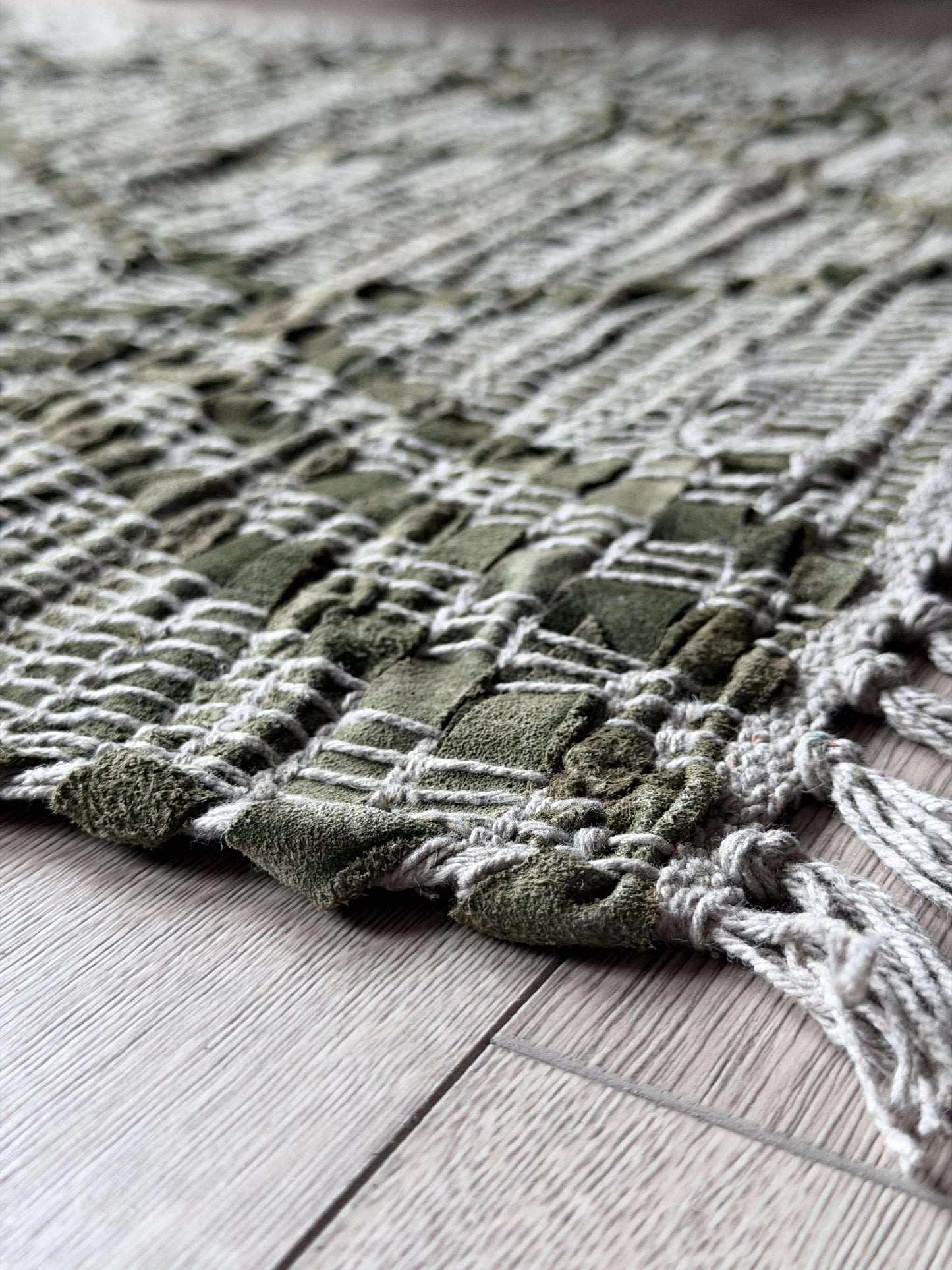 Dørmåtte læder med fryns - Grøn